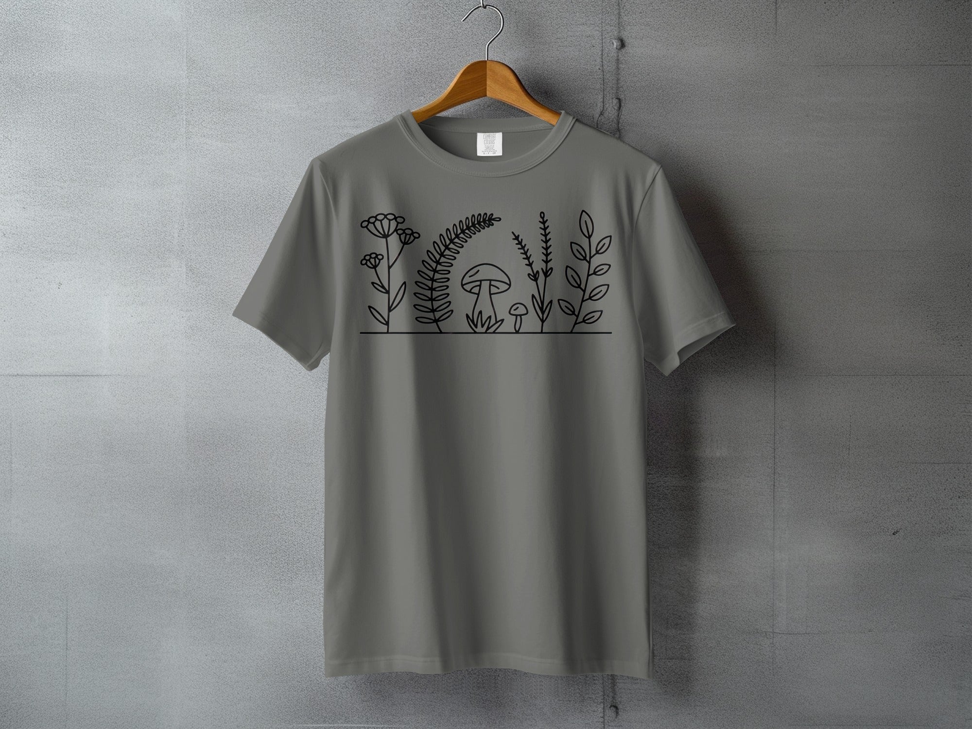 Botanical Mushroom Fern Leaf Line Art Design product type