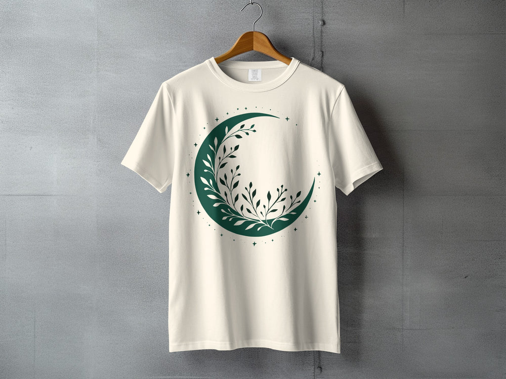 Botanical Crescent Moon Green Leaf Celestial Stars product type