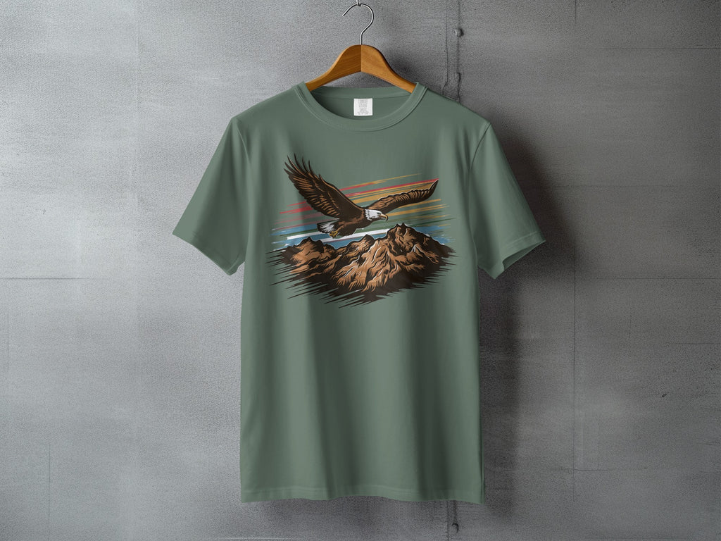 Soaring eagle mountains colorful sky stripes design product type