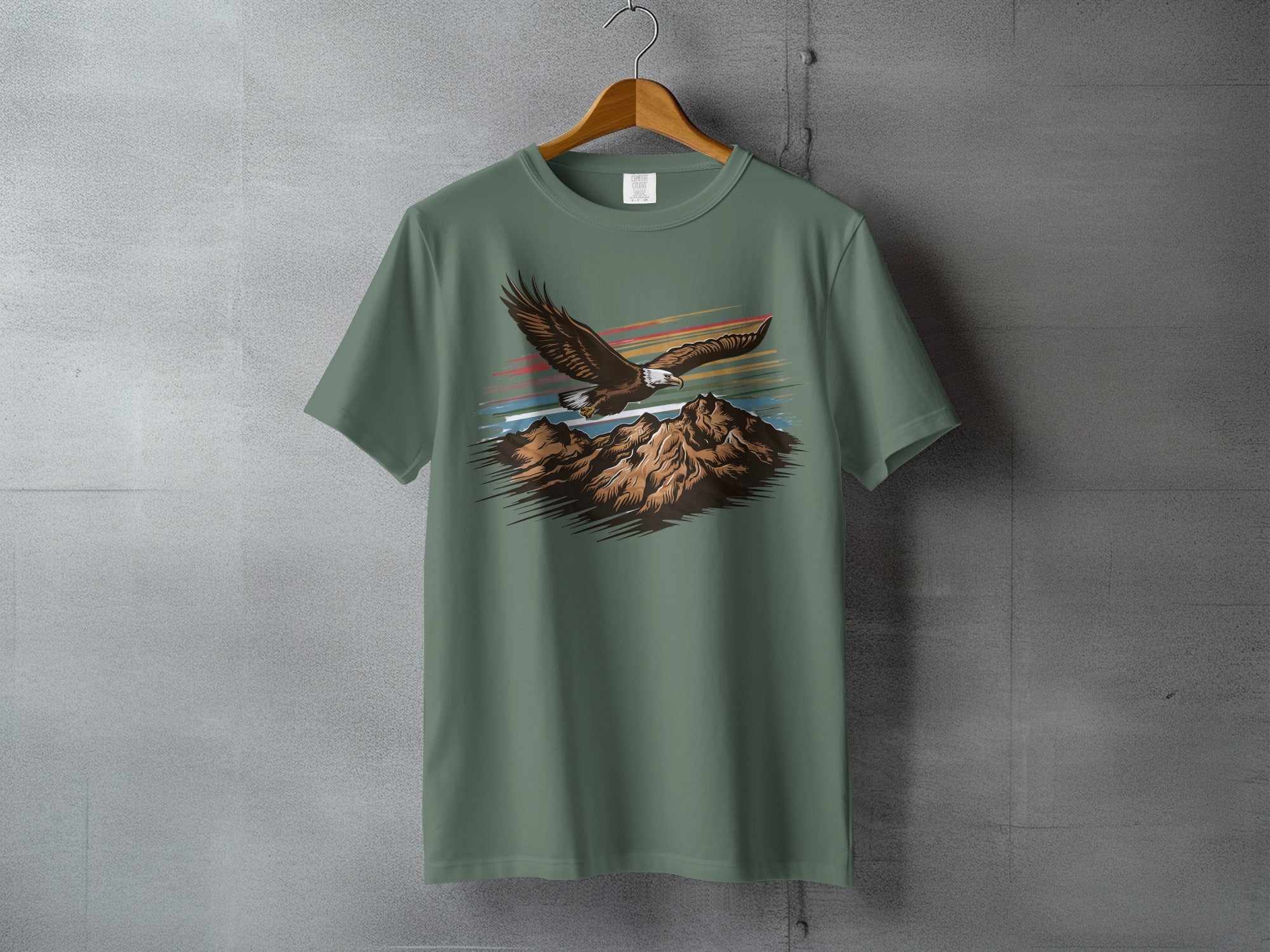 Soaring eagle mountains colorful sky stripes design product type