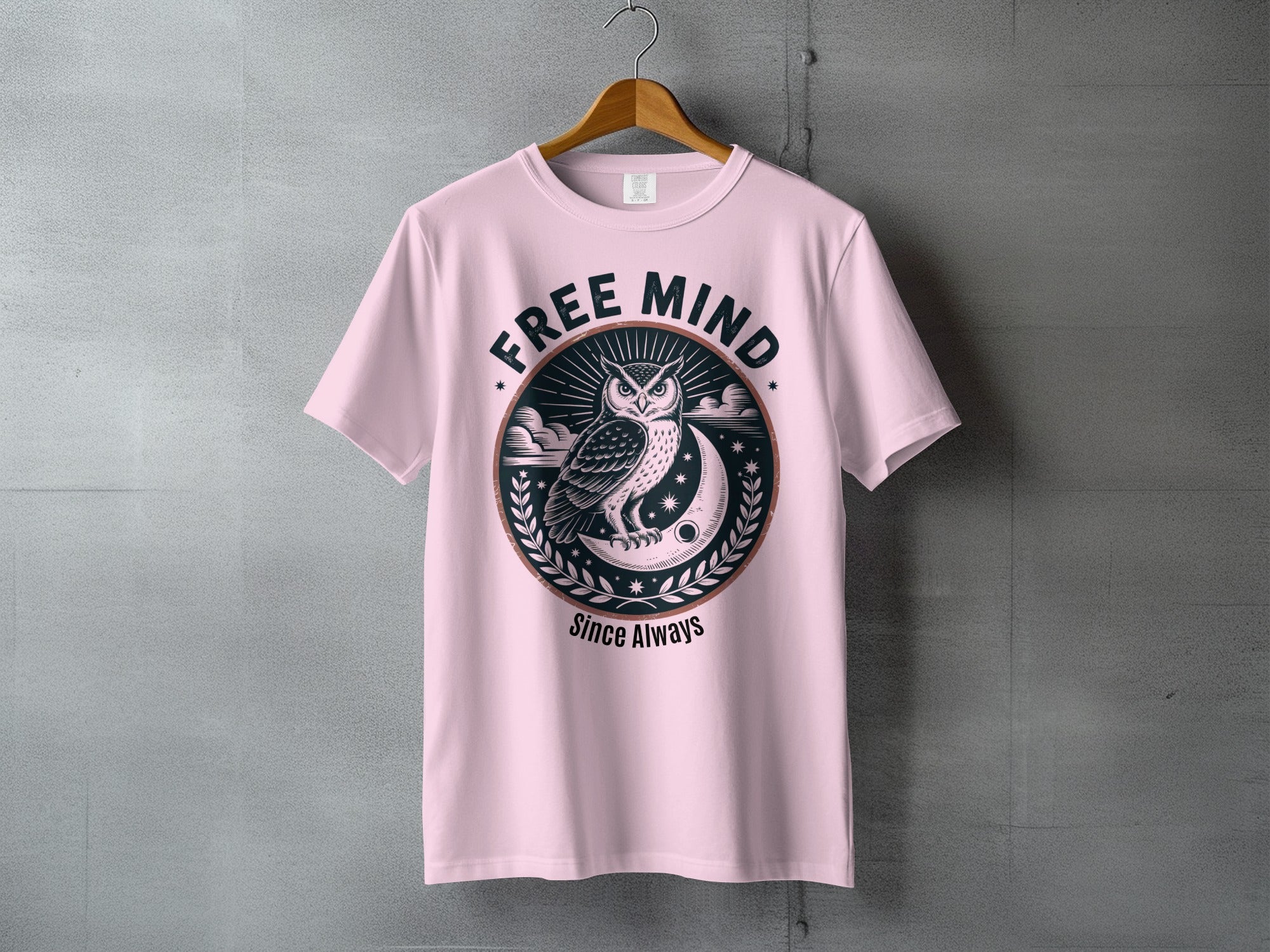 Free Mind Owl Moon Since Always Pink Tee product type
