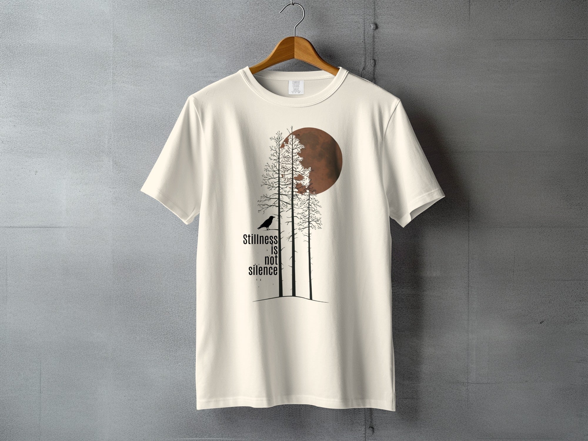 Stillness IS Not Silence Moon Trees Bird T-Shirt product type