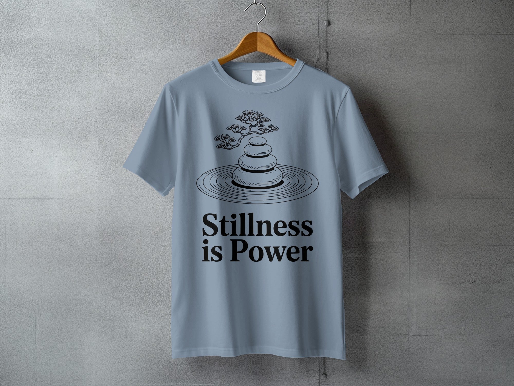 Stillness is Power Bonsai Zen Stacked Stone T-shirt product type