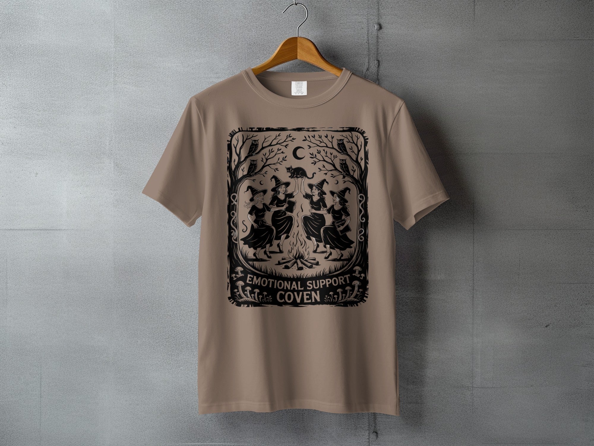 Emotional Support Coven Witches Cat Owls T-shirt