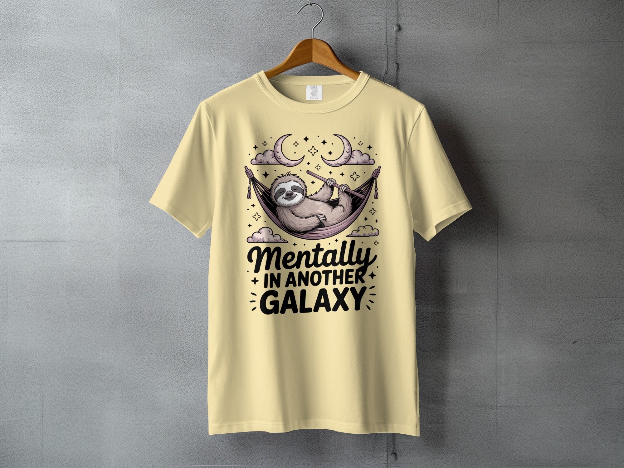 Mentally IN ANOTHER GALAXY Sloth Hammock Moons T-shirt