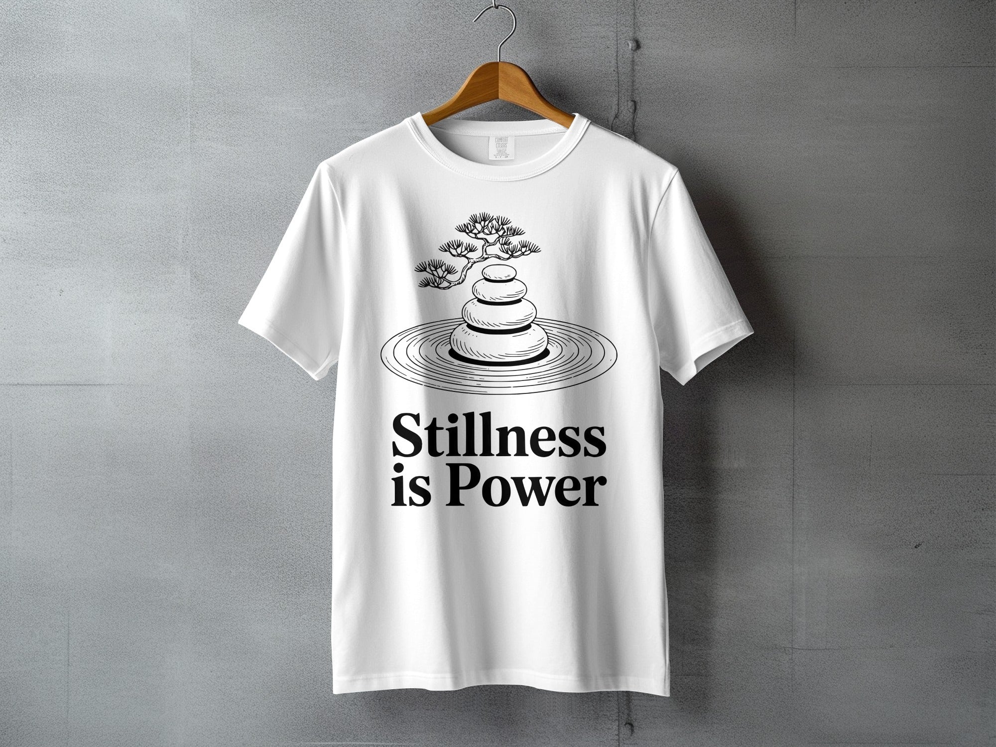 Zen Stones Bonsai Stillness is Power White T-shirt product type