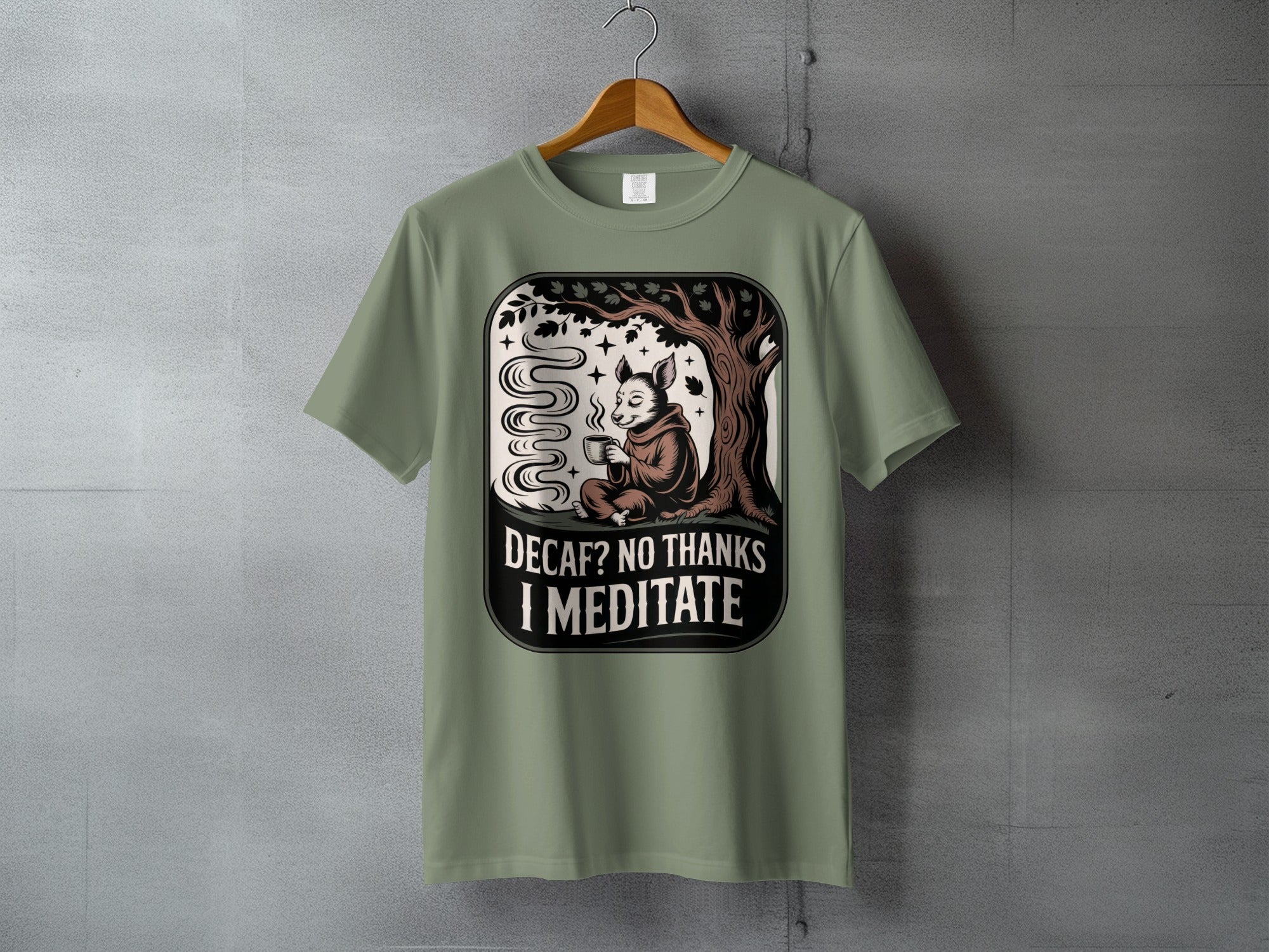 Decaf No Thanks I Meditate Fox Coffee Lover product type