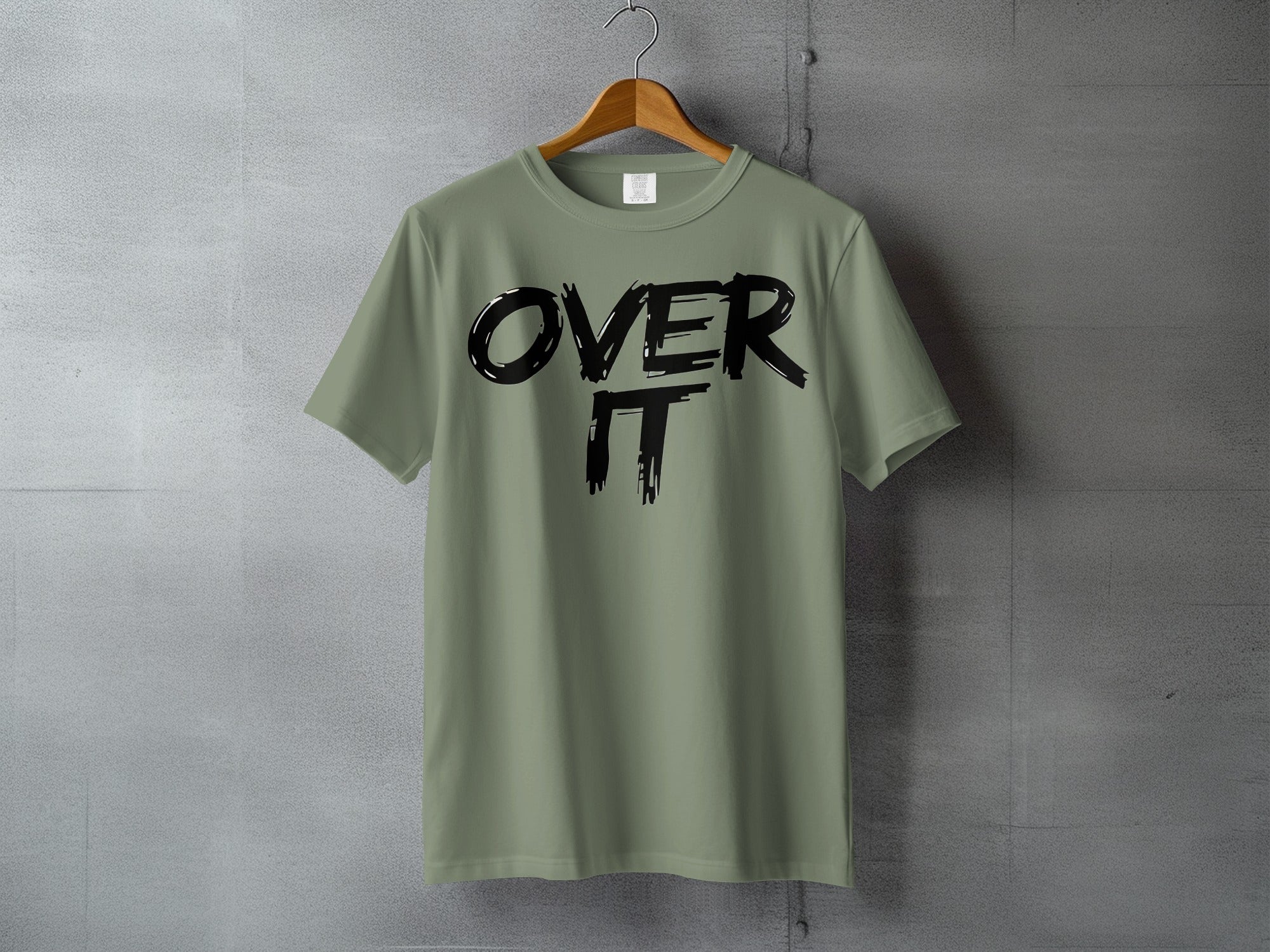 Olive Green OVER IT Bold Text Graphic Tee product type