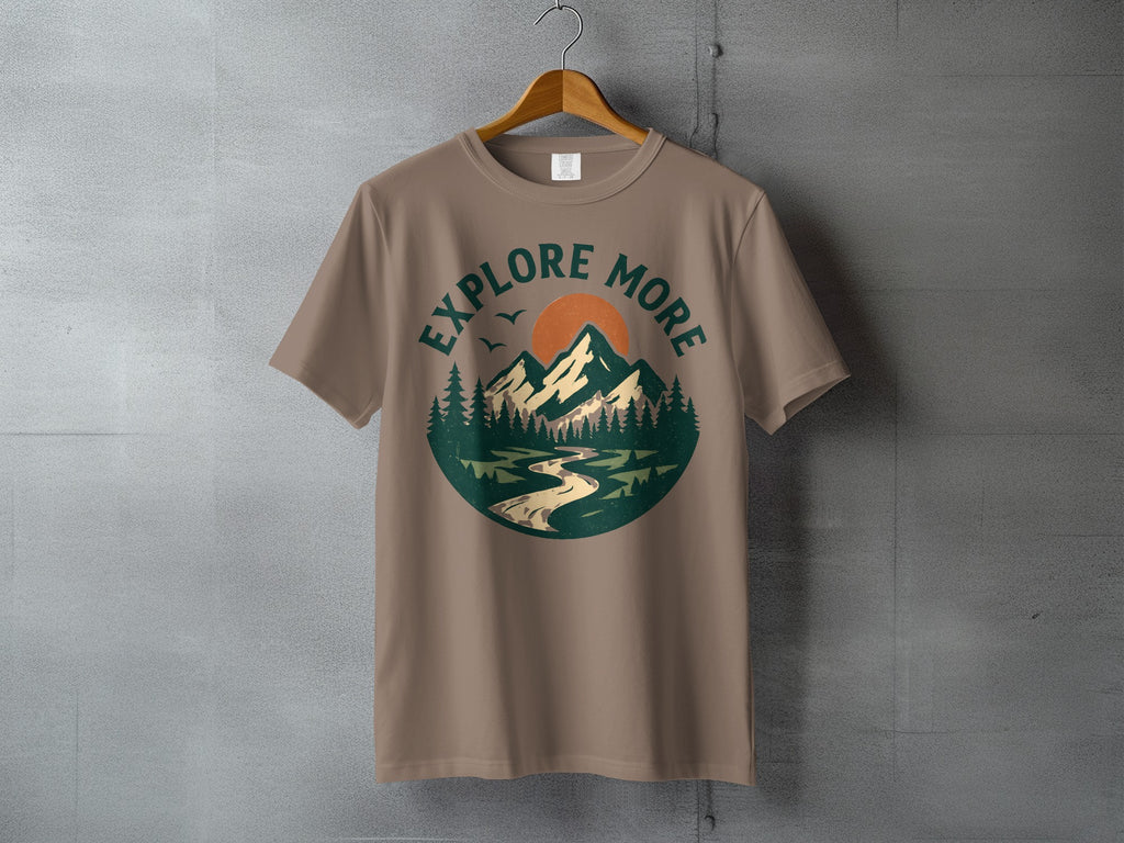 Explore More Adventure Mountain River Sun Graphic product type