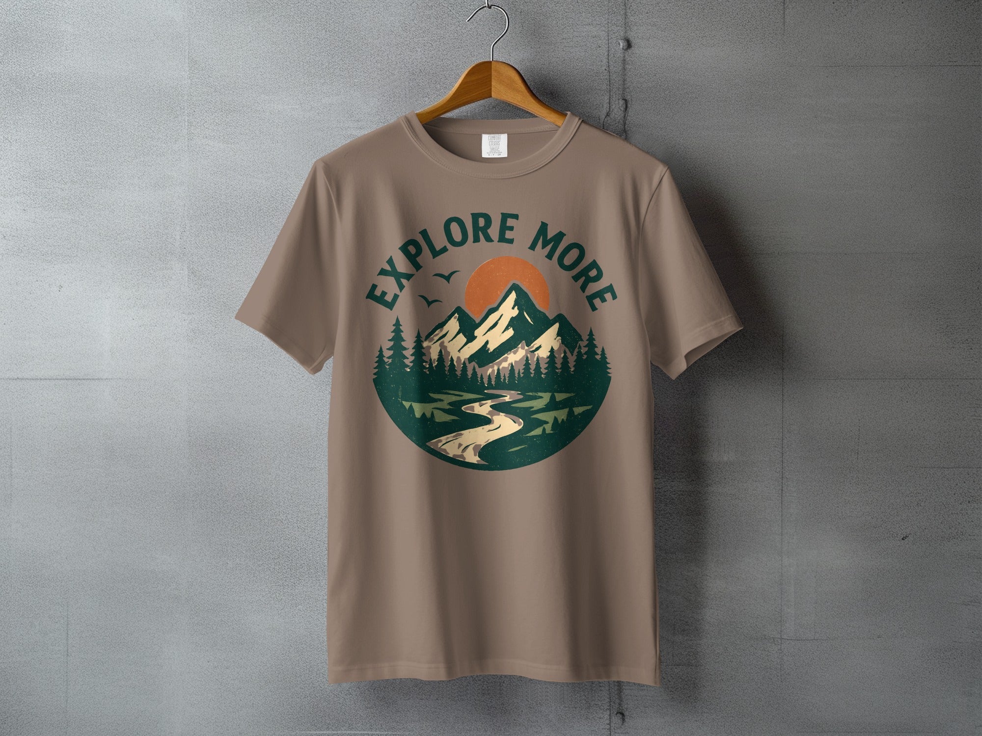 Explore More Adventure Mountain River Sun Graphic product type