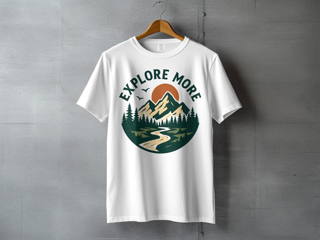 EXPLORE MORE Mountain Sun River Trees T-shirt product type

explore more
mountain graphic
sun design
river path
forest trees
nature inspired
outdoor adventure
landscape print
hiking apparel
camping clothing
travel theme
wilderness shirt
graphic tee
white t-shirt
retro style
vintage design
scenic view
journey explore
birds silhouette
pine trees