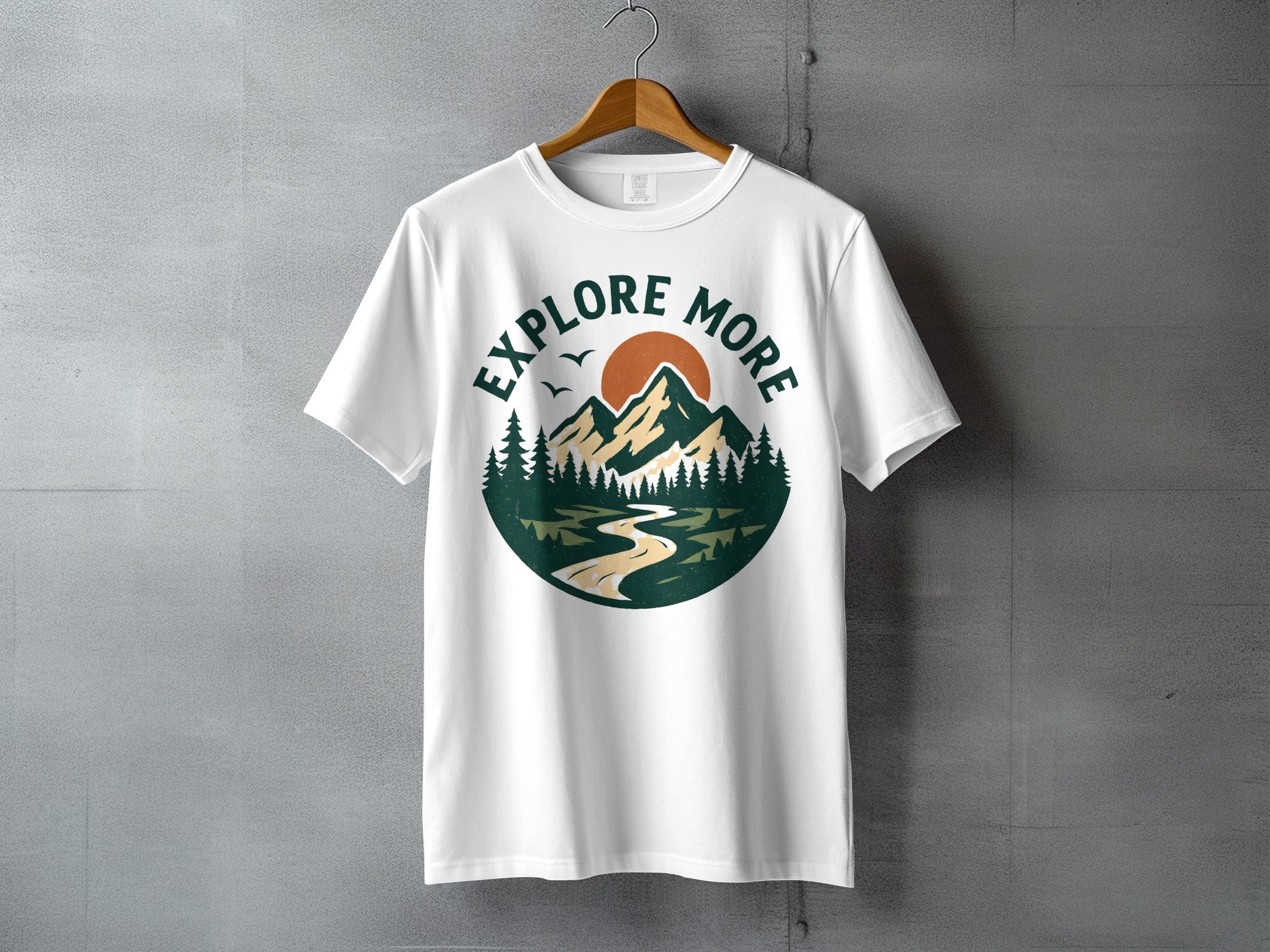 EXPLORE MORE Mountain Sun River Trees T-shirt product type

explore more
mountain graphic
sun design
river path
forest trees
nature inspired
outdoor adventure
landscape print
hiking apparel
camping clothing
travel theme
wilderness shirt
graphic tee
white t-shirt
retro style
vintage design
scenic view
journey explore
birds silhouette
pine trees