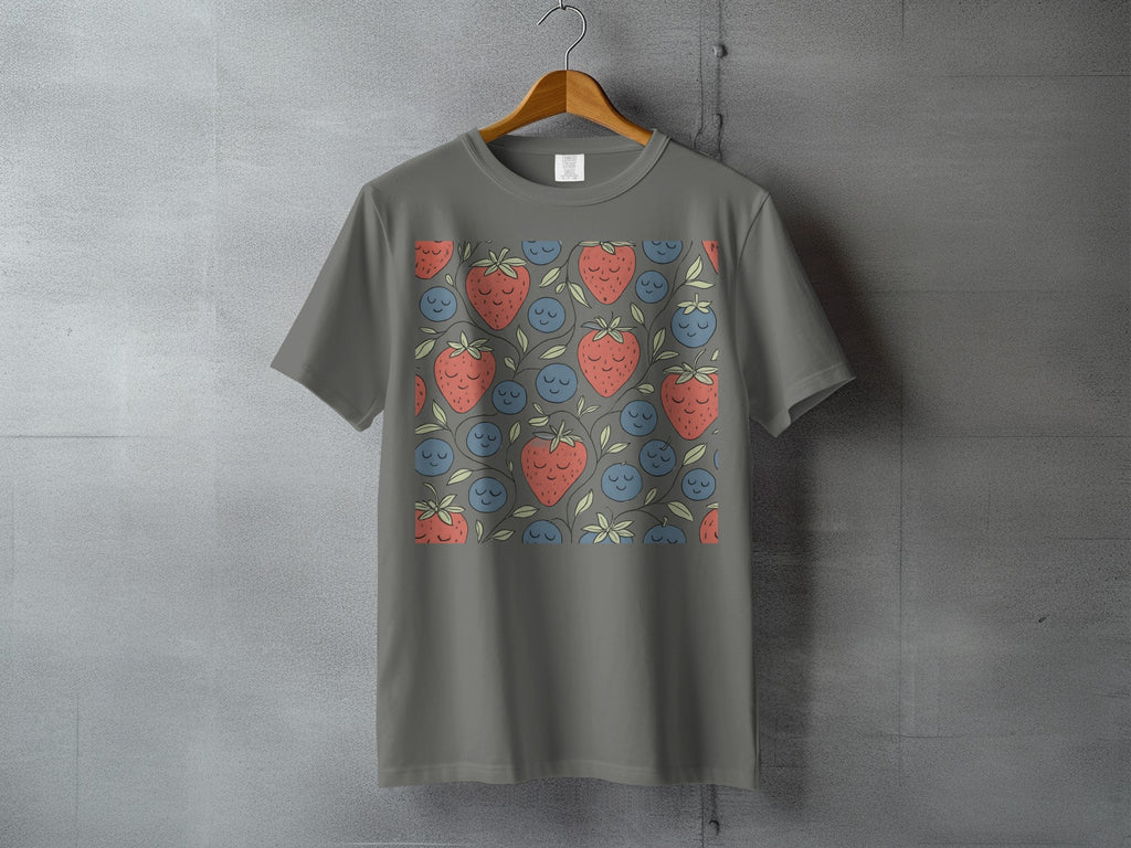 Sleepy Strawberries Blueberries Grey T-Shirt product type