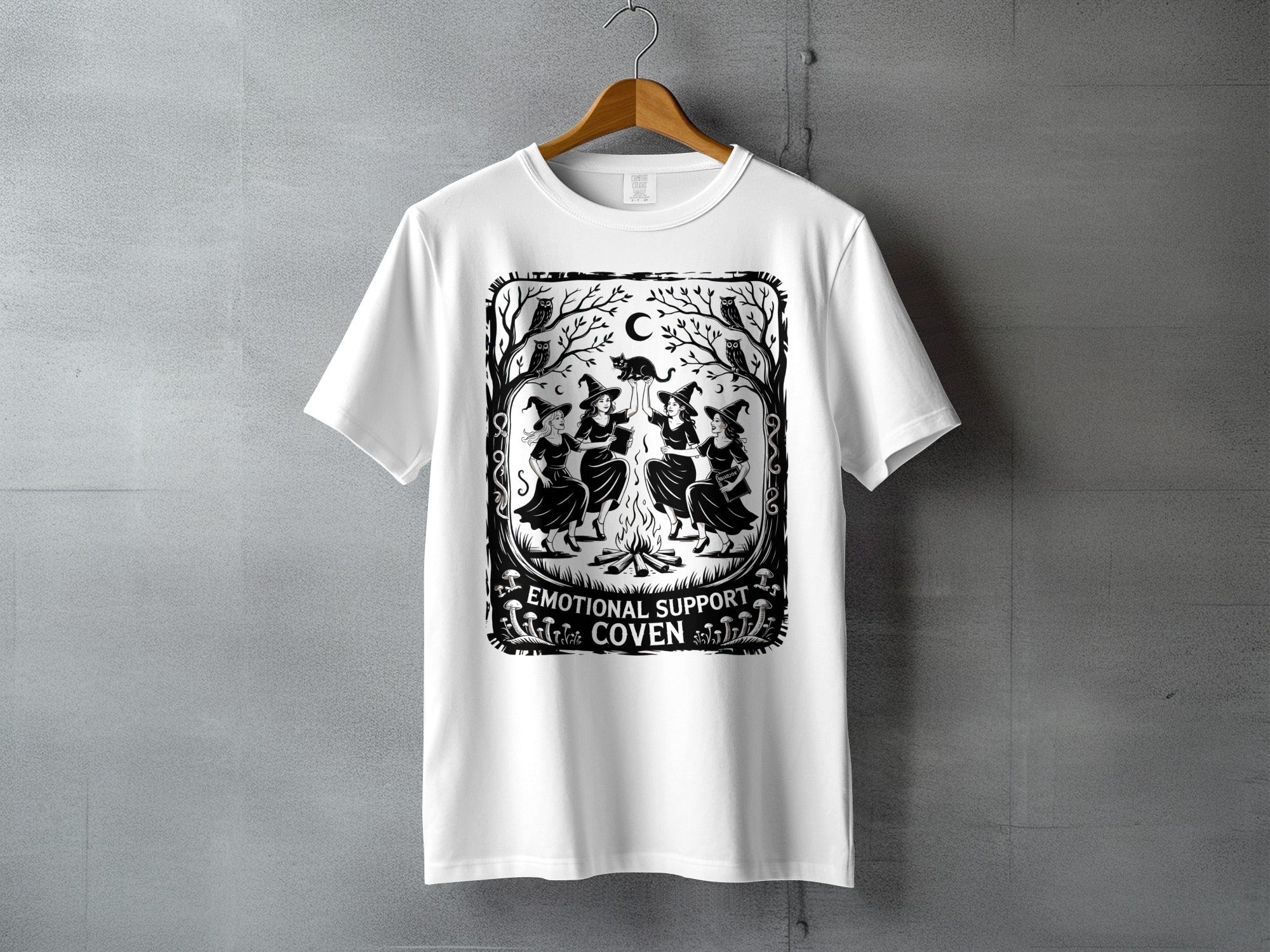 EMOTIONAL SUPPORT COVEN Witches Dancing Moon Cat Owls product type