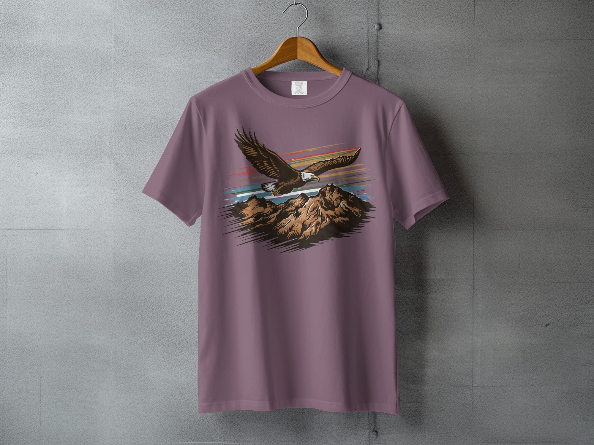 Eagle Flying Mountain Graphic Dusty Purple T-Shirt product type
eagle
flying
mountain
graphic
tshirt
bird
nature
wildlife
outdoors
adventure
mountainside
design
apparel
clothing
animal
raptor
majestic
sky
purple
peaks