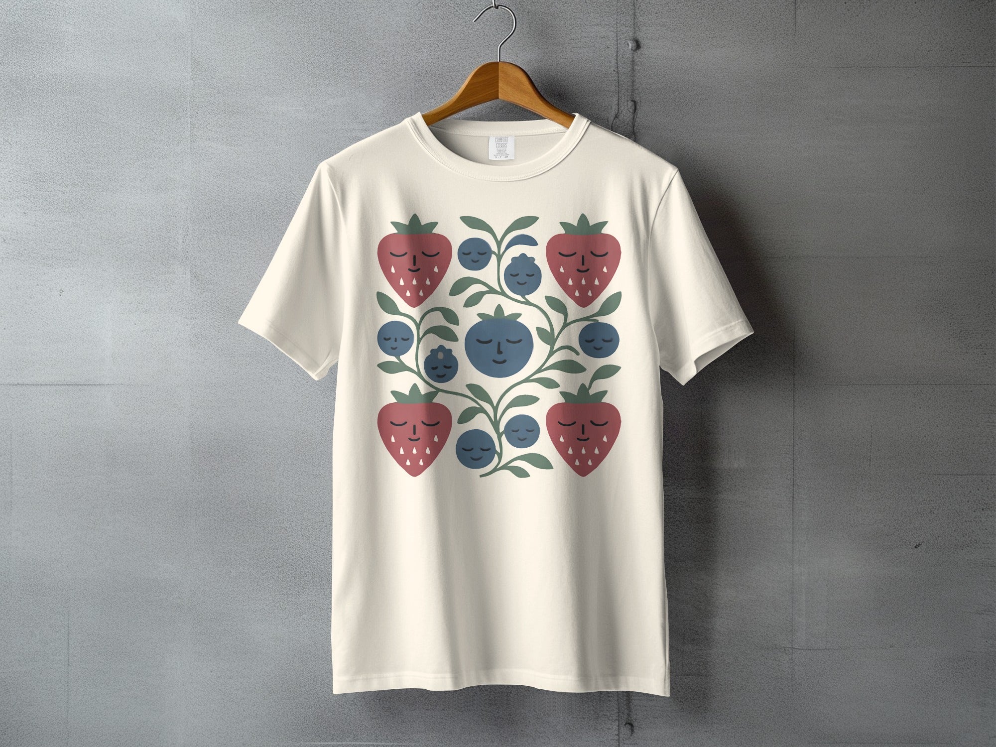 Strawberry Blueberry Faces Botanical Cream T-Shirt product type
T-shirt
Berry print
Strawberry design
Blueberry print
Fruit graphic
Cute berries
Folk art
Botanical print
Nature inspired
Cream shirt
Graphic tee
Summer fruit
Sweet berries
Happy fruit
Smiling fruit
Whimsical design
Aesthetic tee
Indie clothing
Unique print
Artistic design