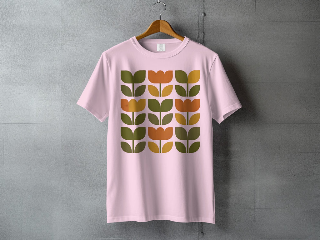 Pink Geometric Blossom Olive Gold Orange Floral Pattern product type
