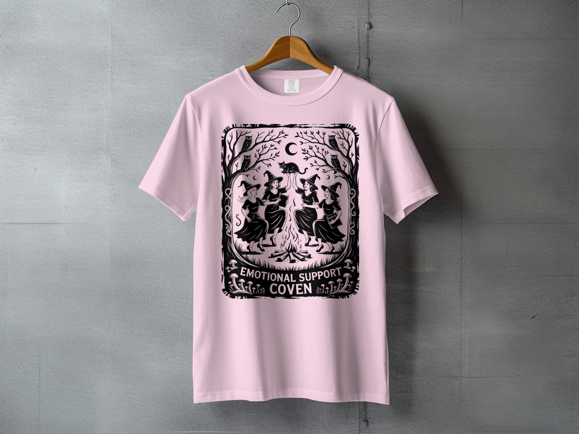 Pink Emotional Support Coven Witches Black Cat product type