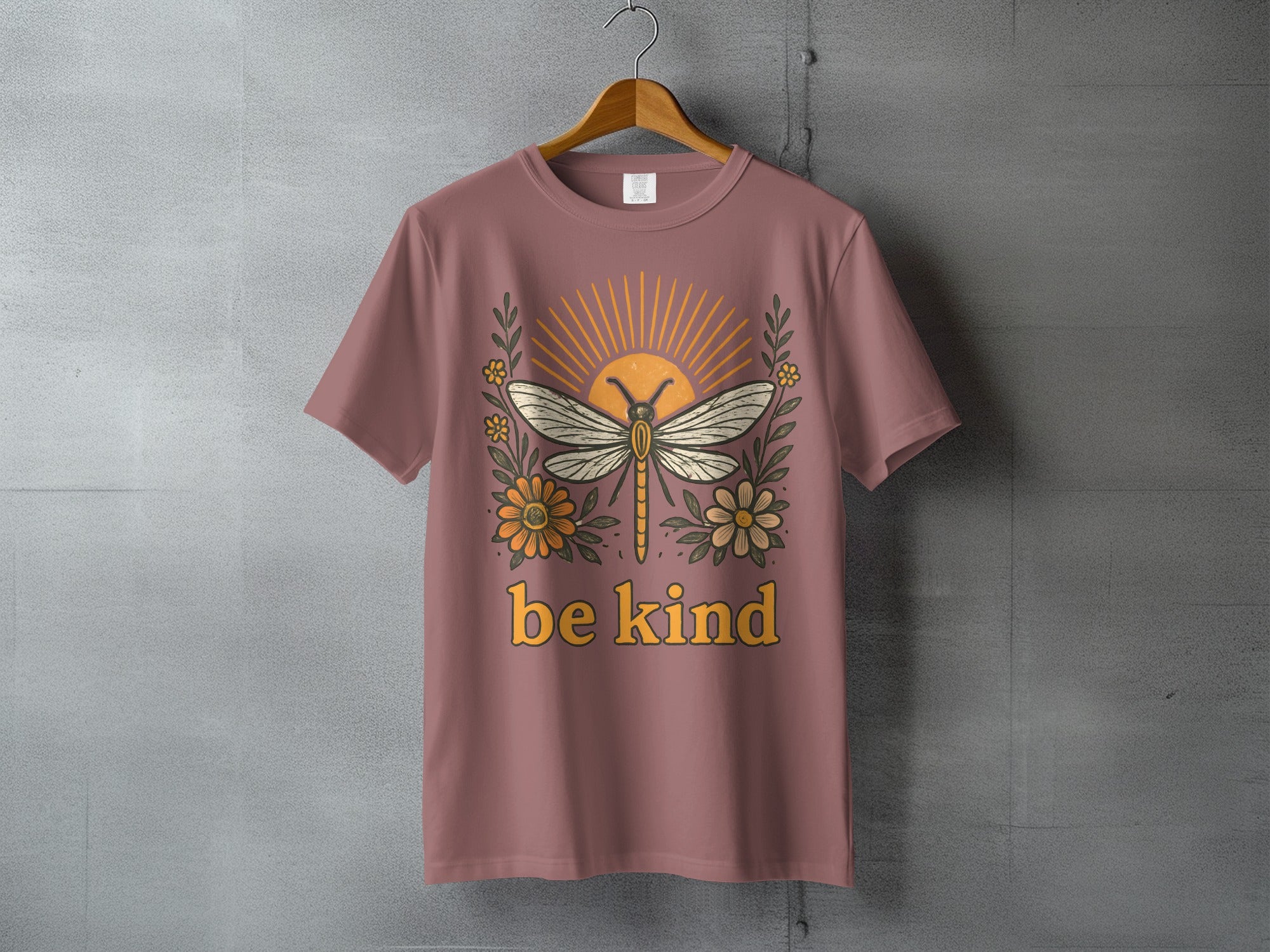 Be Kind Dragonfly Sun Rays Flowers Apparel product type