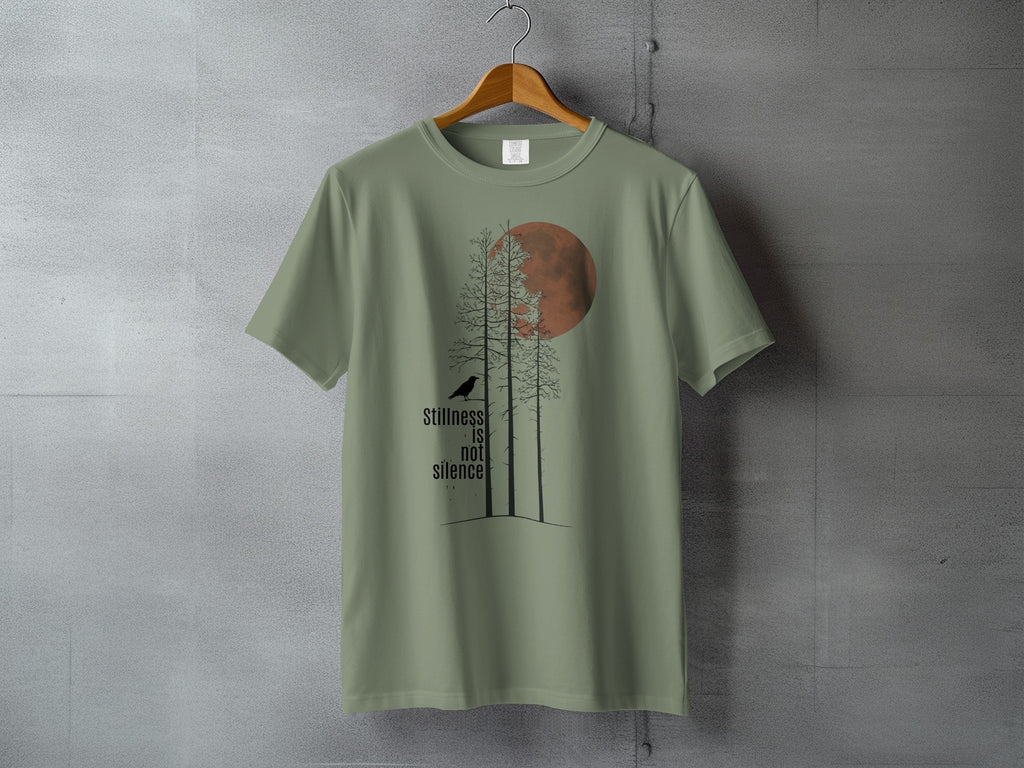 Stillness is not silence moon trees bird product type