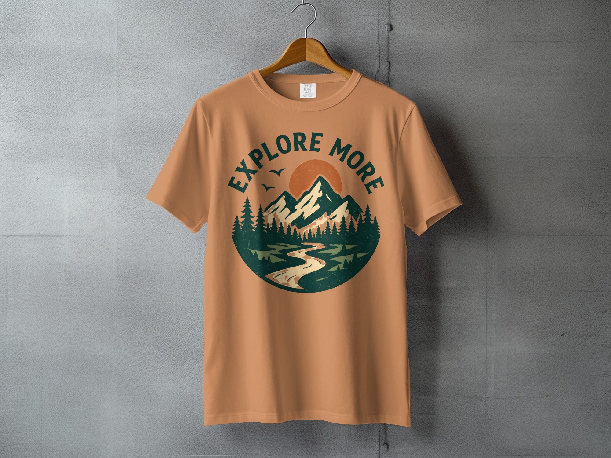 EXPLORE MORE Mountain Sunset River Scenic Graphic Orange product type