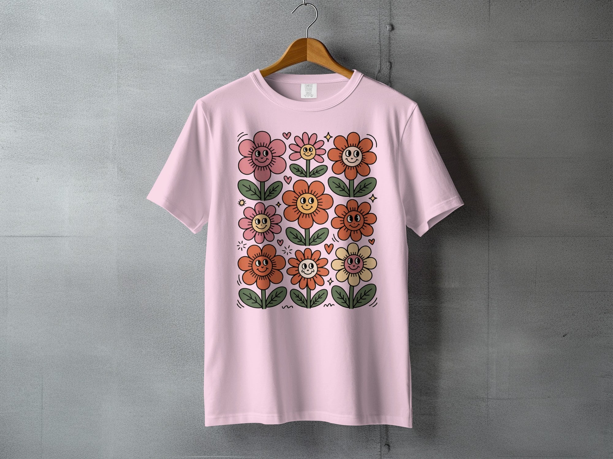 Happy Smiling Groovy Flower Power Pink Floral product type