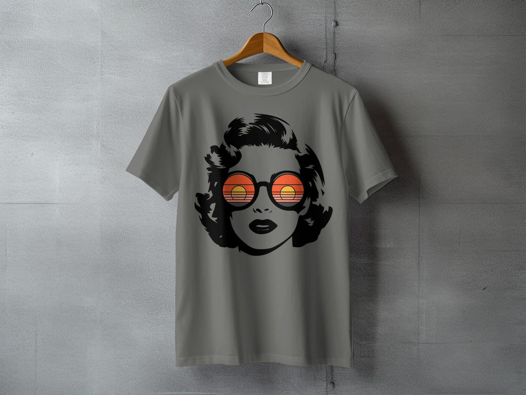 Pop Art Woman Face Sunset Glasses Graphic T-Shirt product type