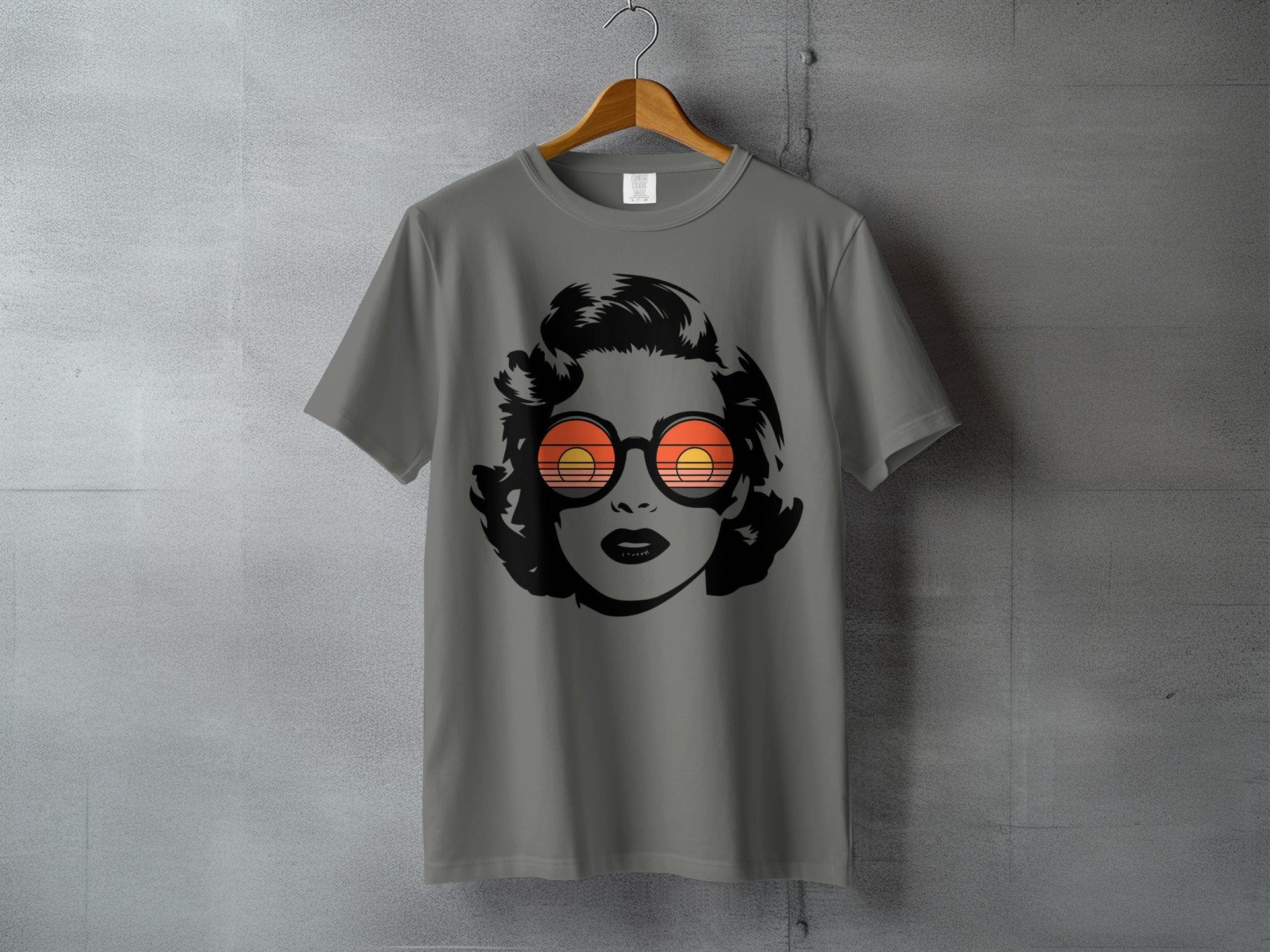 Pop Art Woman Face Sunset Glasses Graphic T-Shirt product type