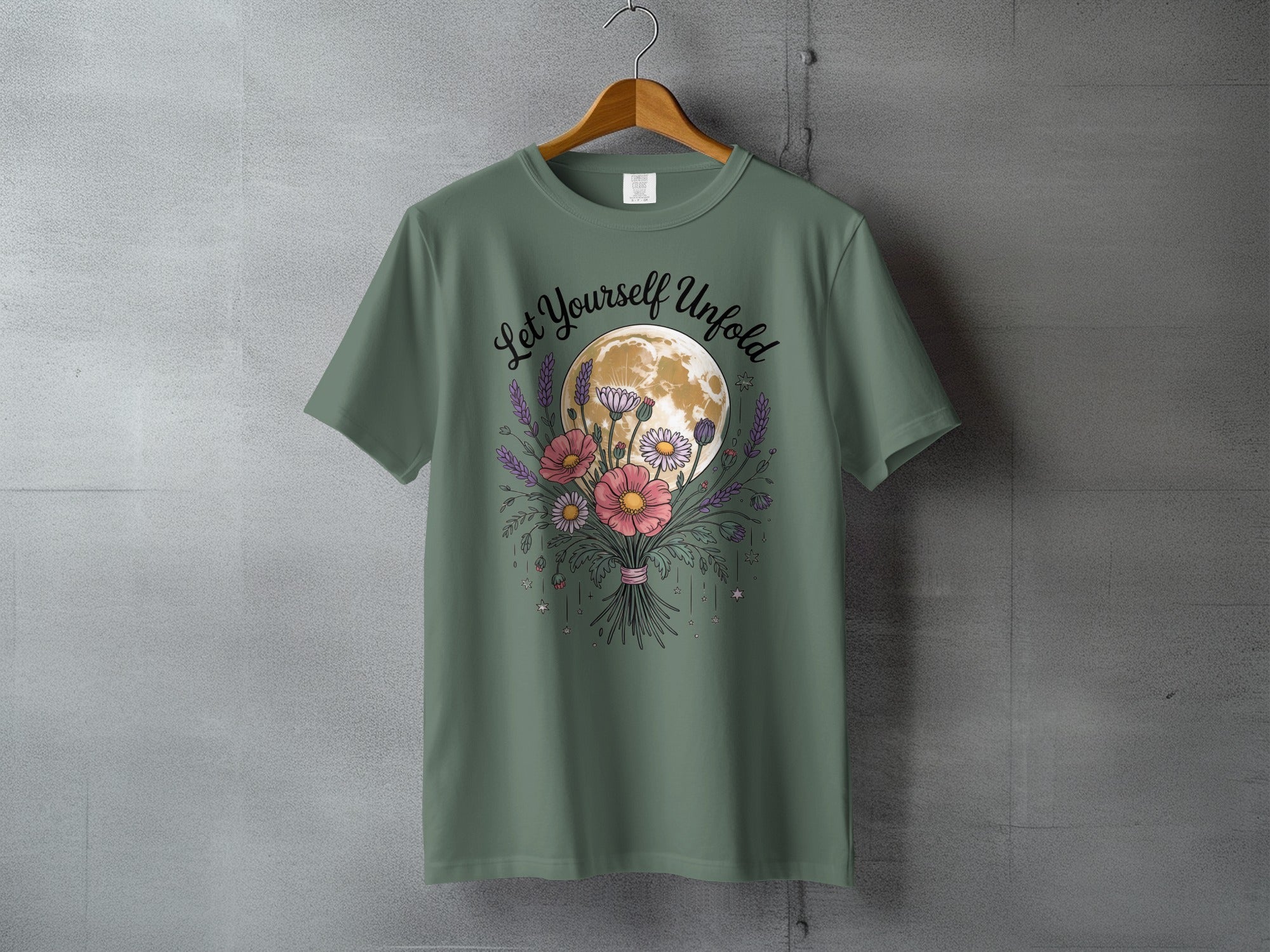 Let Yourself Unfold Moon Flowers Sage Green product type