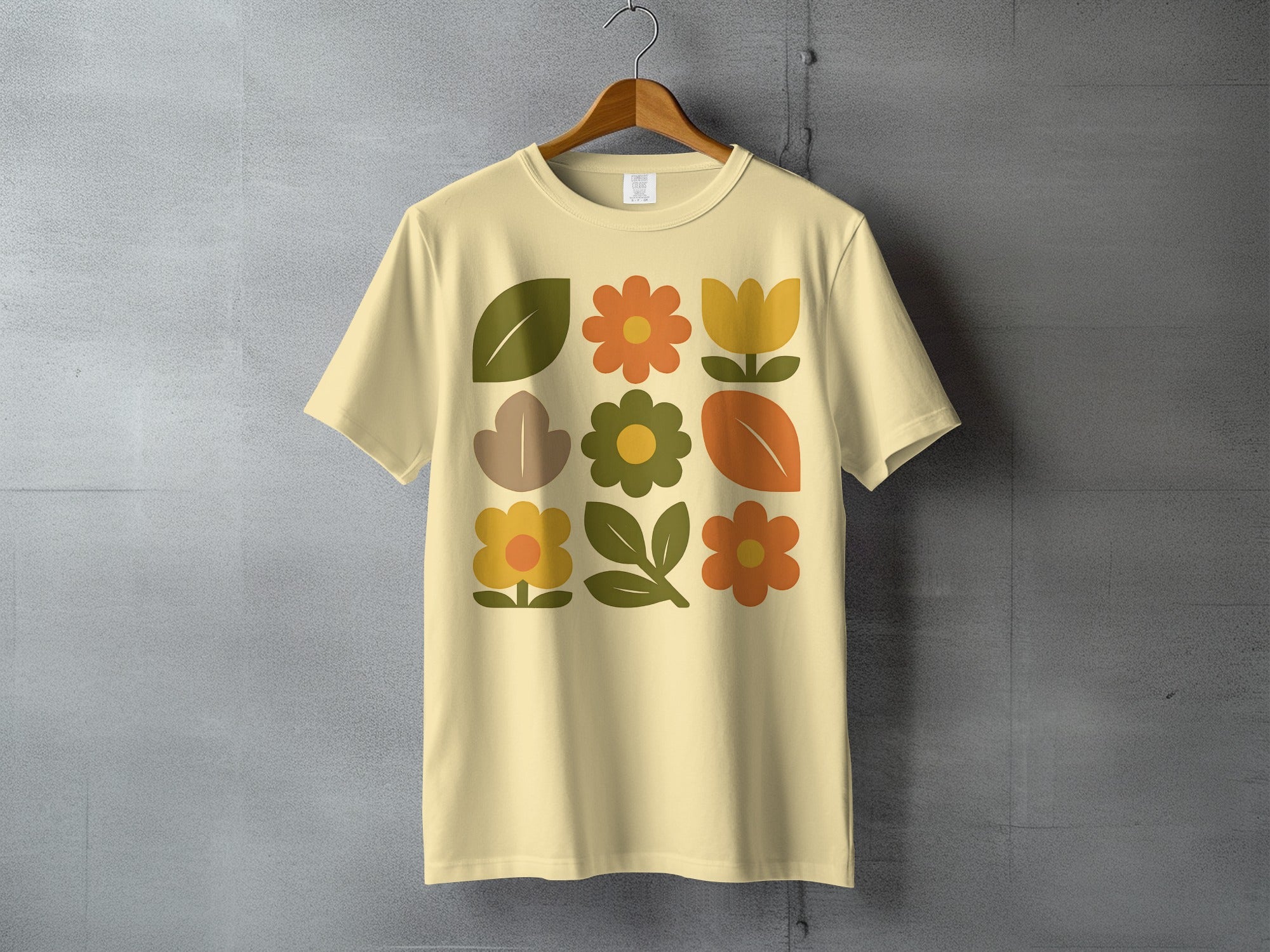 Retro Floral Design Abstract Flowers Leaves product type