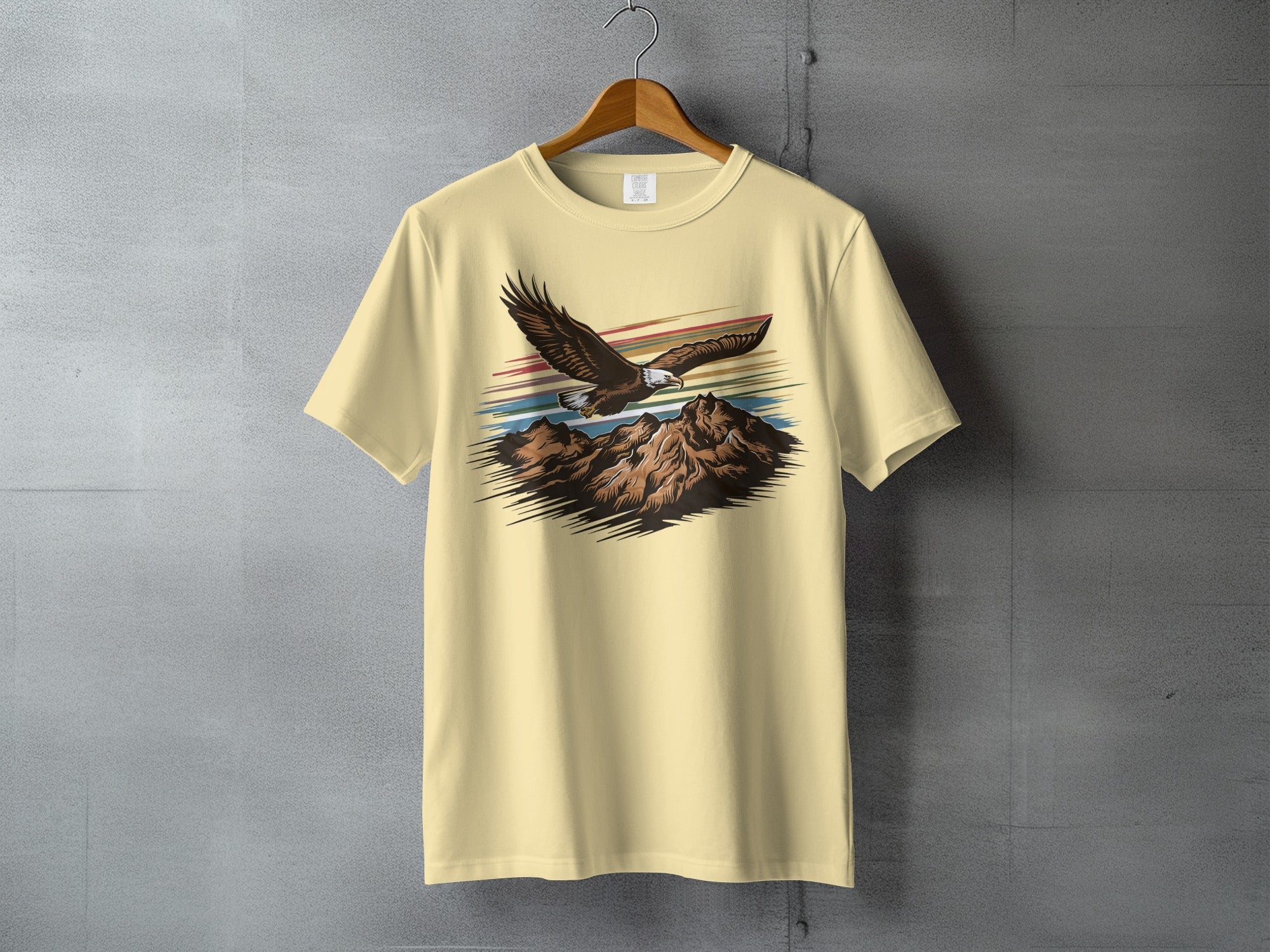 Flying Eagle Mountains Striped Sky Design t-shirt product type