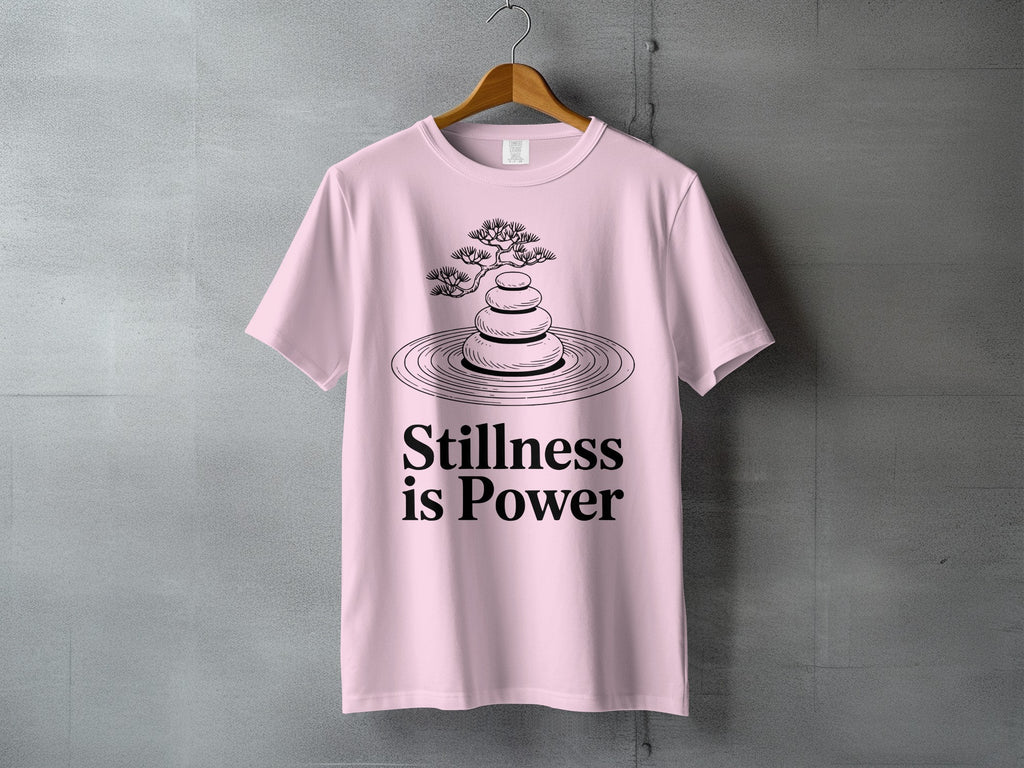 Stillness is Power Zen Stones Bonsai Ripples Pink product type