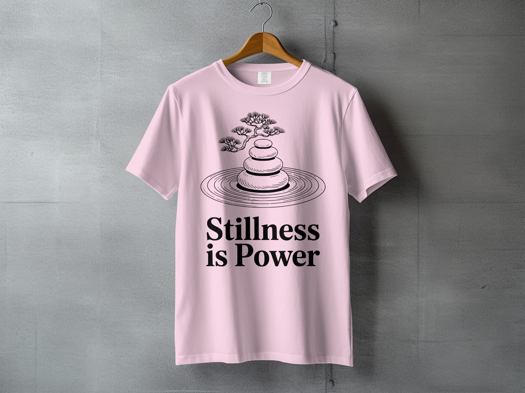 Stillness is Power Zen Stones Bonsai Ripples Pink product type