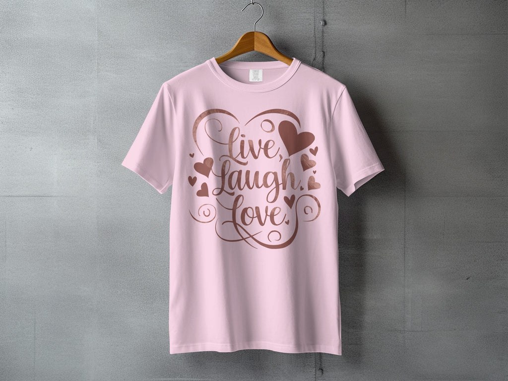 Live Laugh Love Hearts Design Pink product type
Live Laugh Love, Hearts Design, Pink T-shirt, Love Quote, Inspirational Tee, Graphic T-shirt, Valentine Shirt, Romantic Gift, Women's Tee, Cute Design, Script Font, Rose Gold Print, Positive Vibes, Happy Shirt, Swirl Design, Girlfriend Gift, Mom Gift, Wife Present, Aesthetic Top, Casual Wear