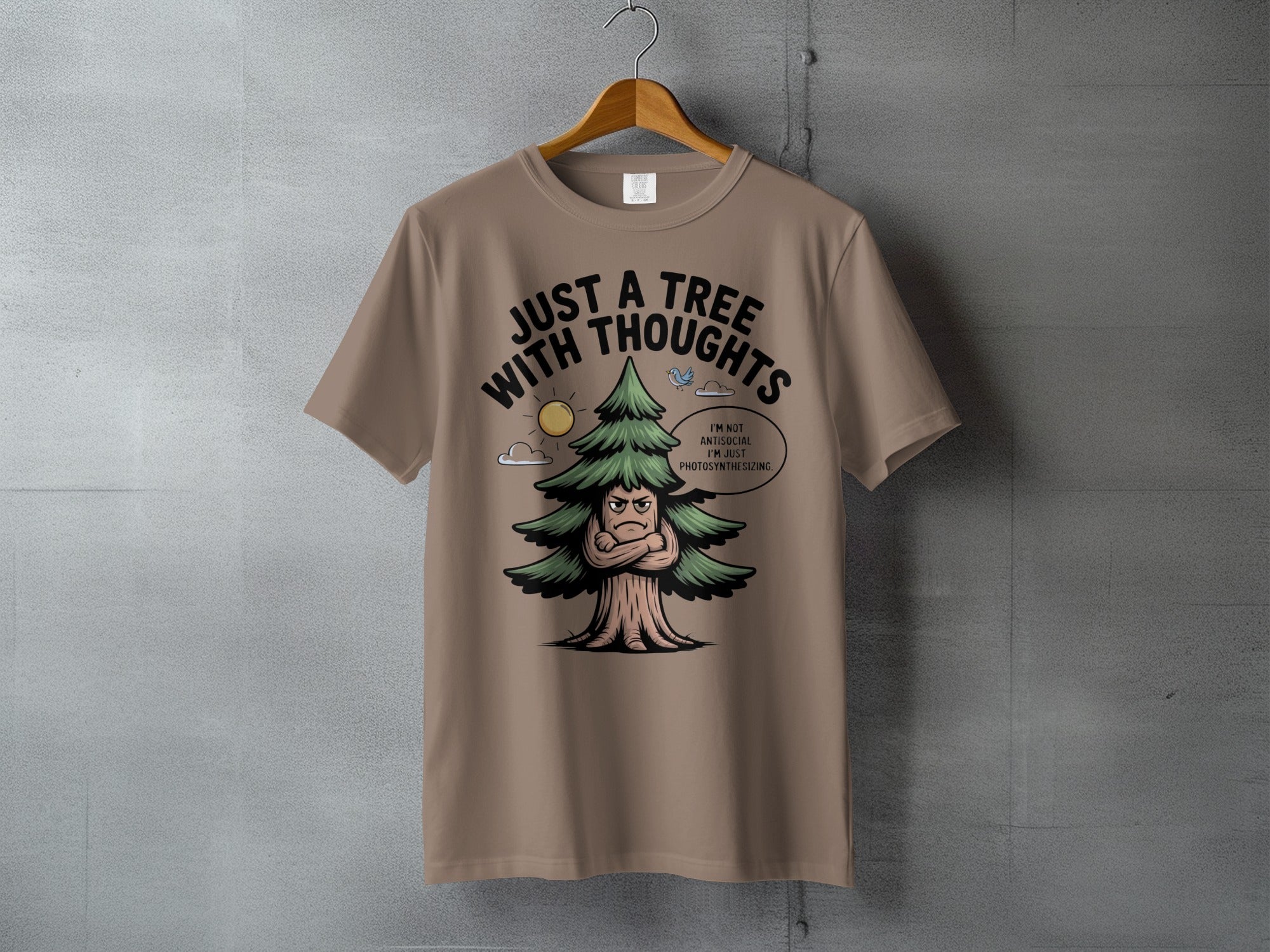 JUST A TREE WITH THOUGHTS Grumpy Photosynthesizing t-shirt
Tree
Thoughts
Grumpy tree
Antisocial
Photosynthesizing
Nature
Funny tree
Humor
Forest
Plant
Sarcastic
Introvert
Outdoors
Ecology
Woodland
Character tree
Pun
Cartoon tree
Green
Unique design