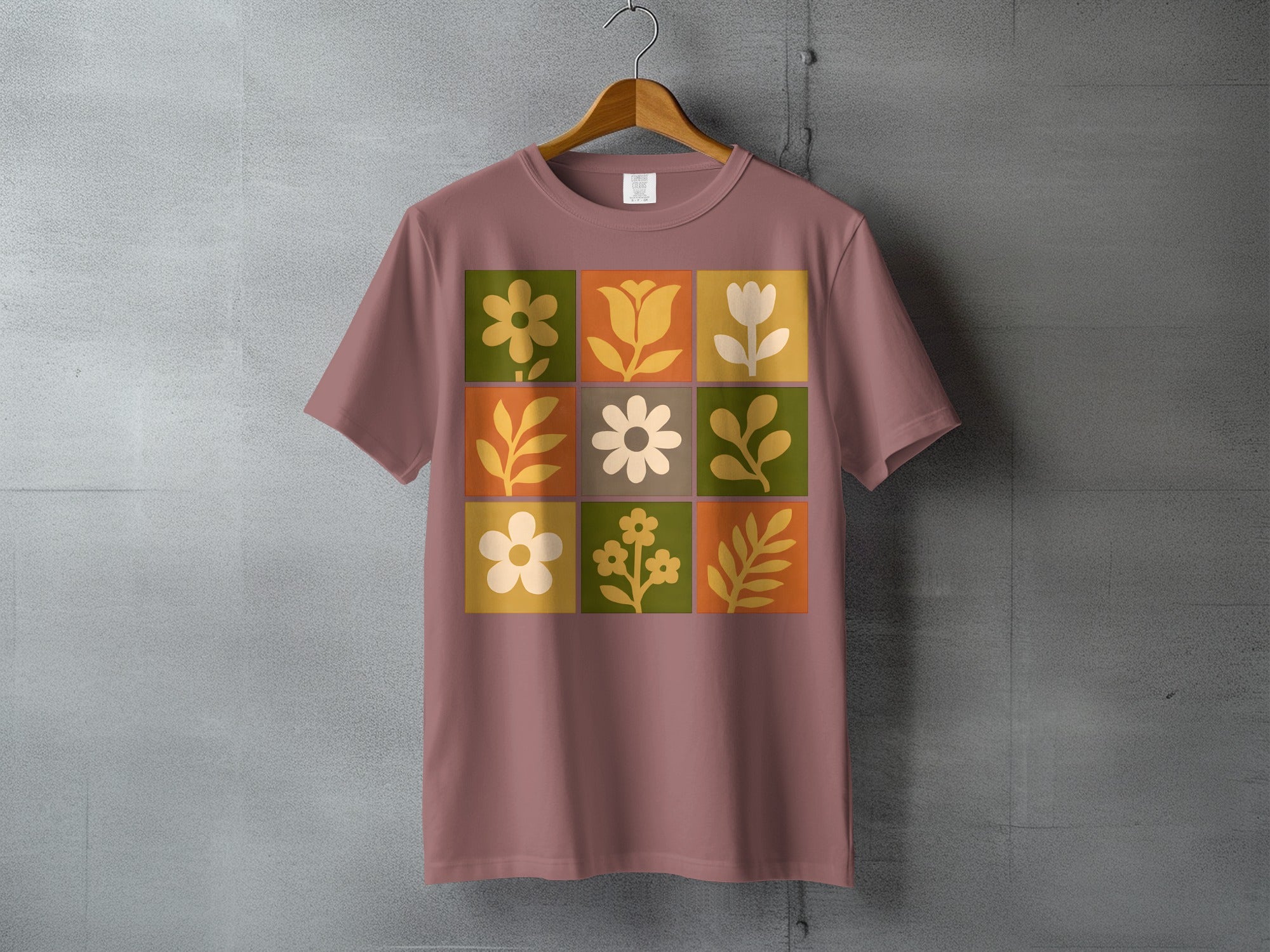 Retro botanical squares floral grid design product type