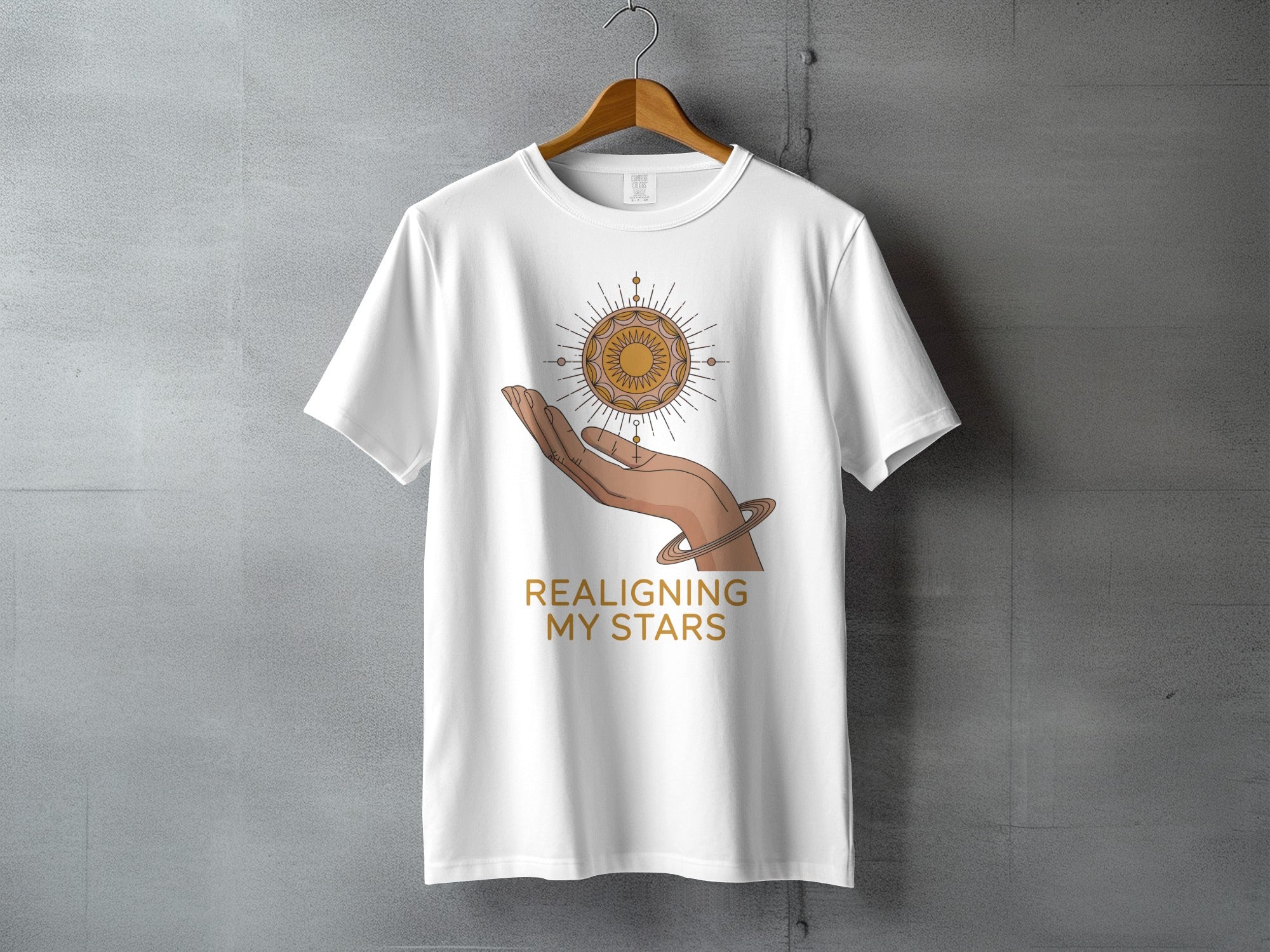 REALIGNING MY STARS Celestial Hand Graphic T-Shirt