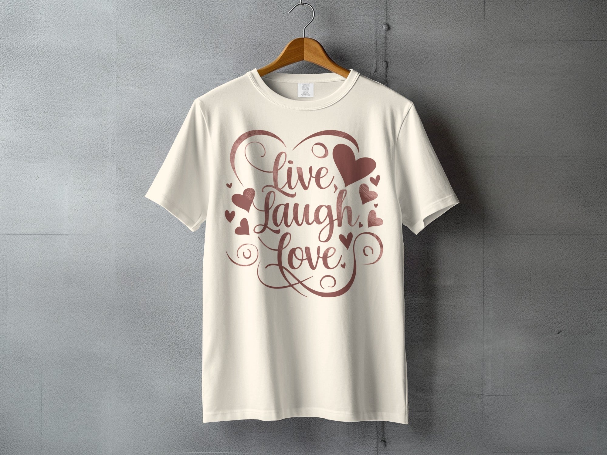 Live Laugh Love Heart Design Inspiration t-shirt product type
Live Laugh Love, Heart Graphic, Inspirational, Quote Shirt, Positive Vibe, Love Quote, Motivation Tee, Happiness Design, Script Lettering, Decorative Hearts, Valentines Day, Anniversary Gift, Special Gift, Cream T-shirt, Beige Shirt, Graphic T-shirt, Casual Apparel, Trendy Design, Inspirational Apparel, Gift Idea