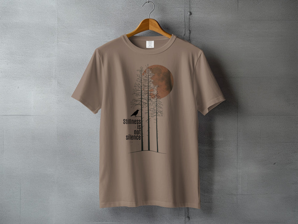 Stillness IS Not Silence Moon Trees Bird Design product type