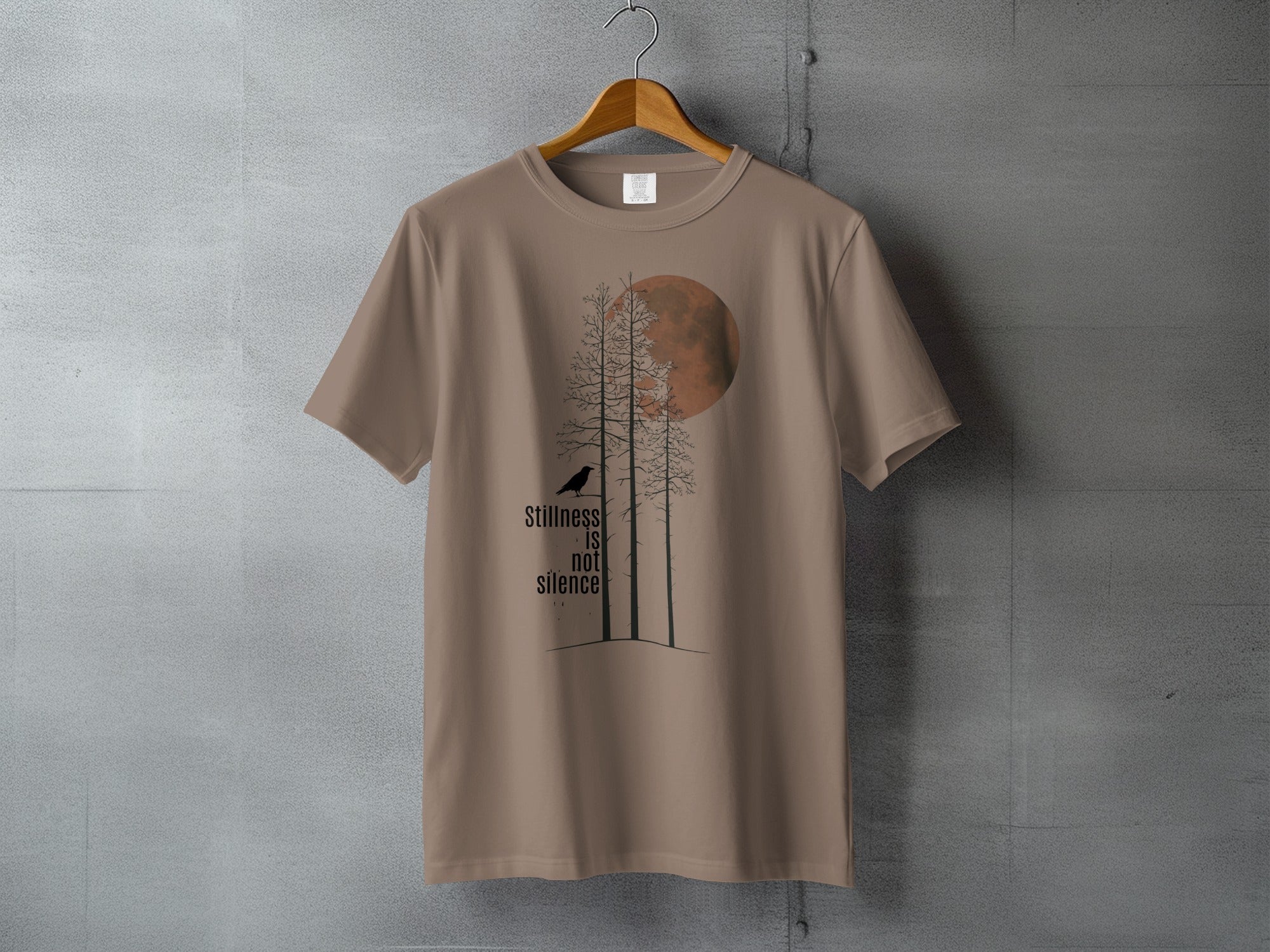 Stillness IS Not Silence Moon Trees Bird Design product type