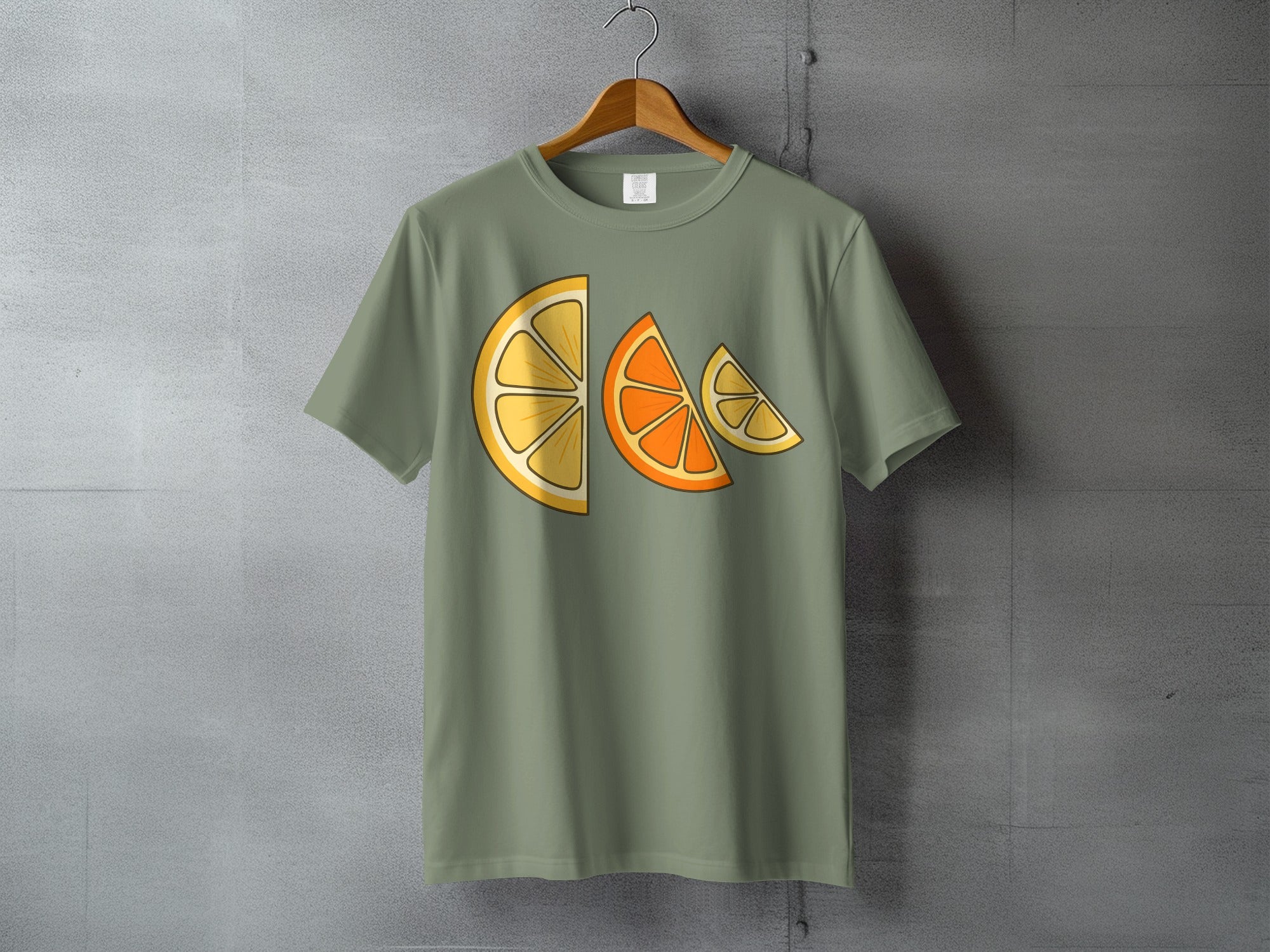 Citrus Slices Fruit Design Olive Green Shirt Product Type