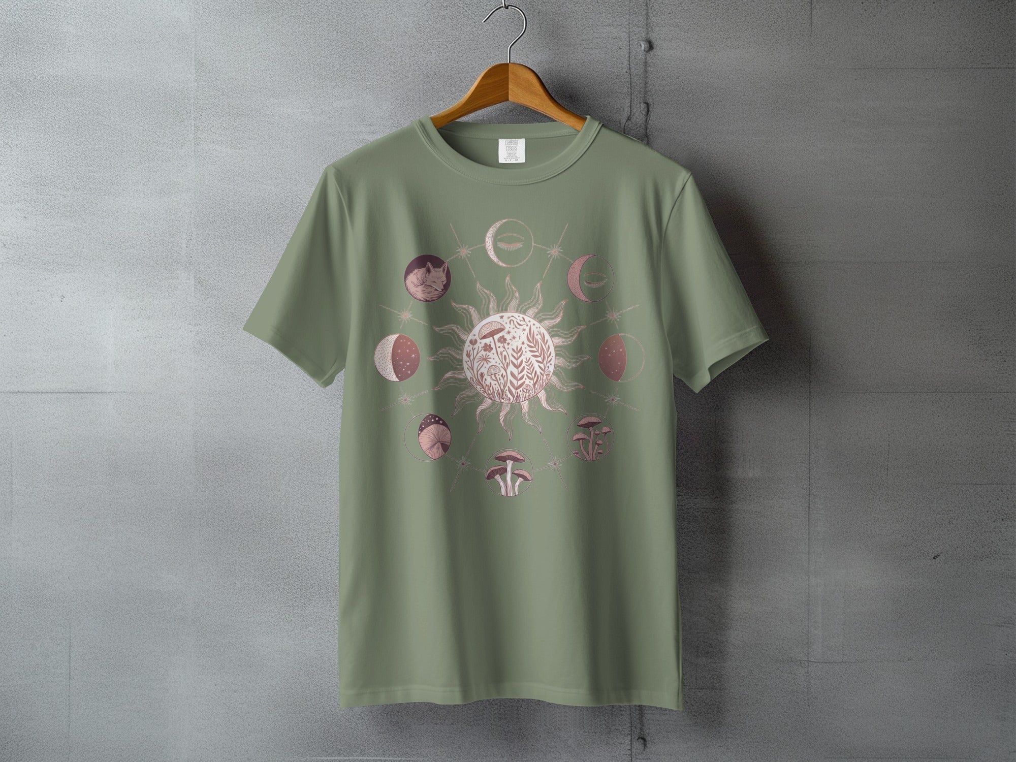 Mystical Sun Moon Phases Fox Mushroom Design product type