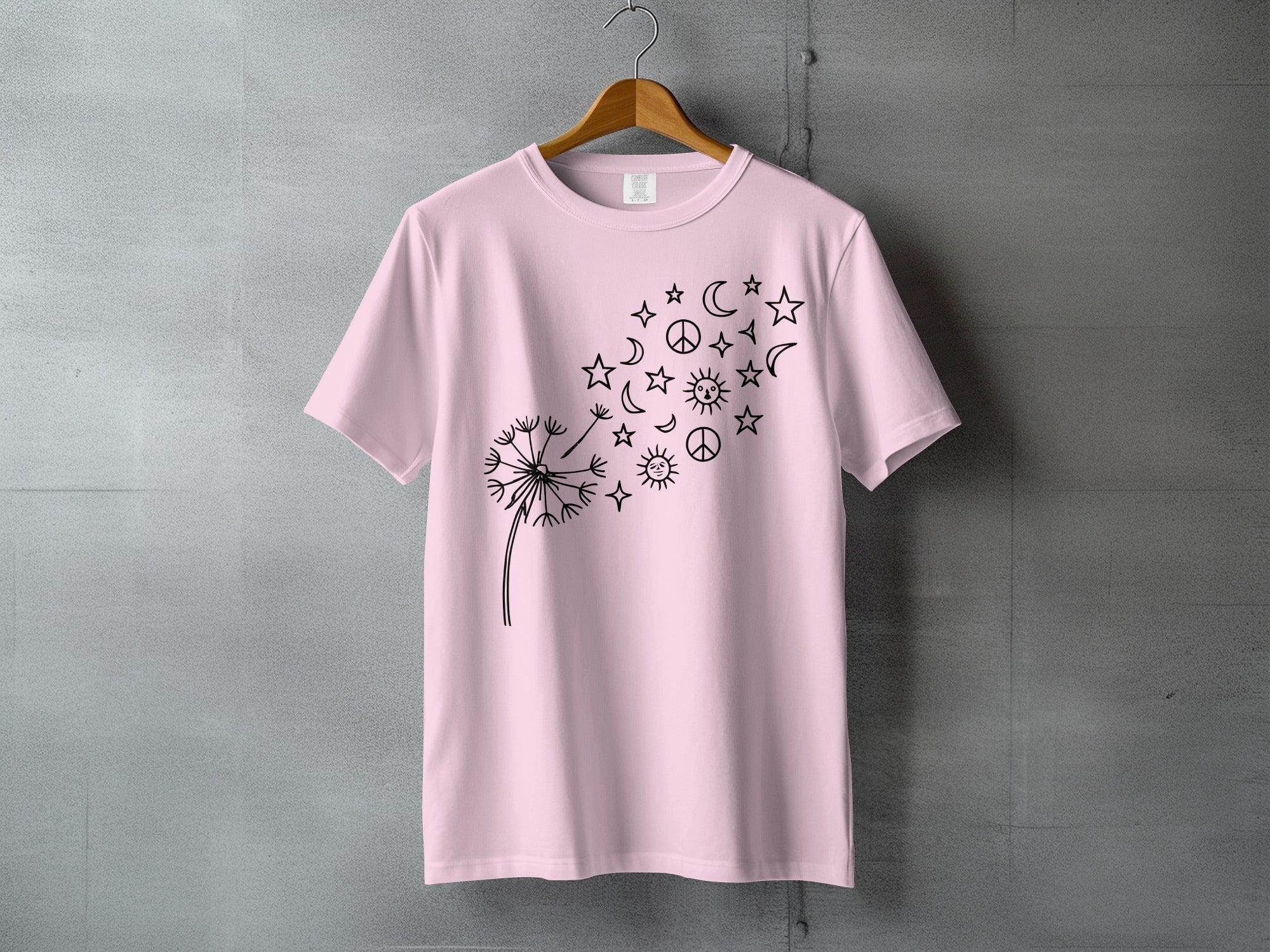 Pink Dandelion Wish Celestial Peace Sun Moon Star product type