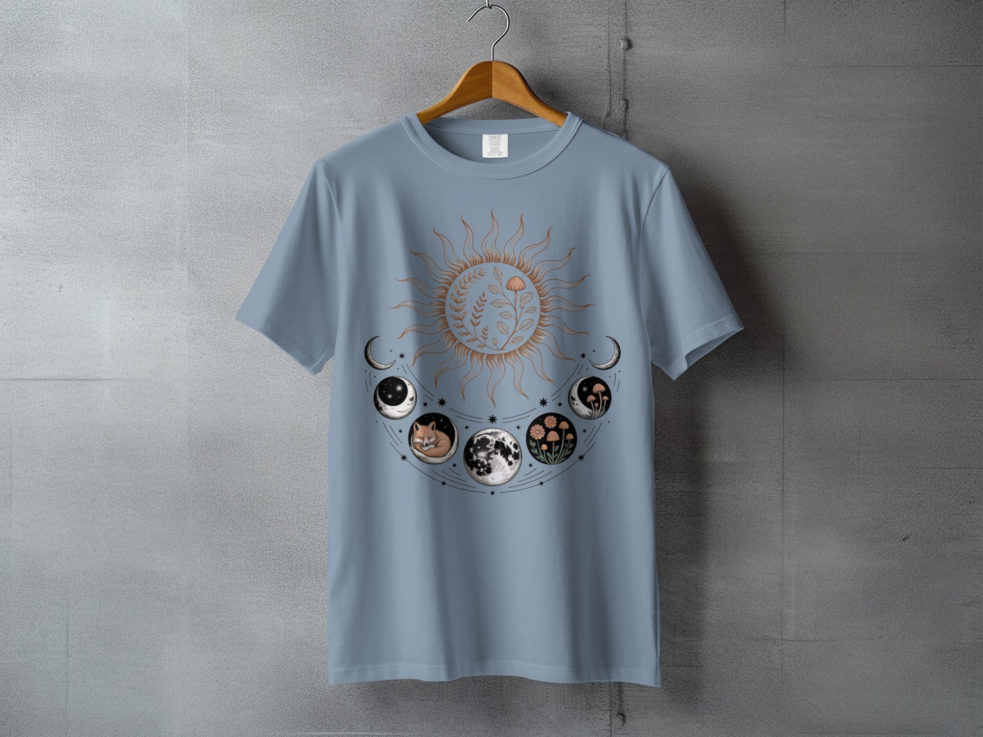 Sun moon phases fox flowers mushrooms stars product type
