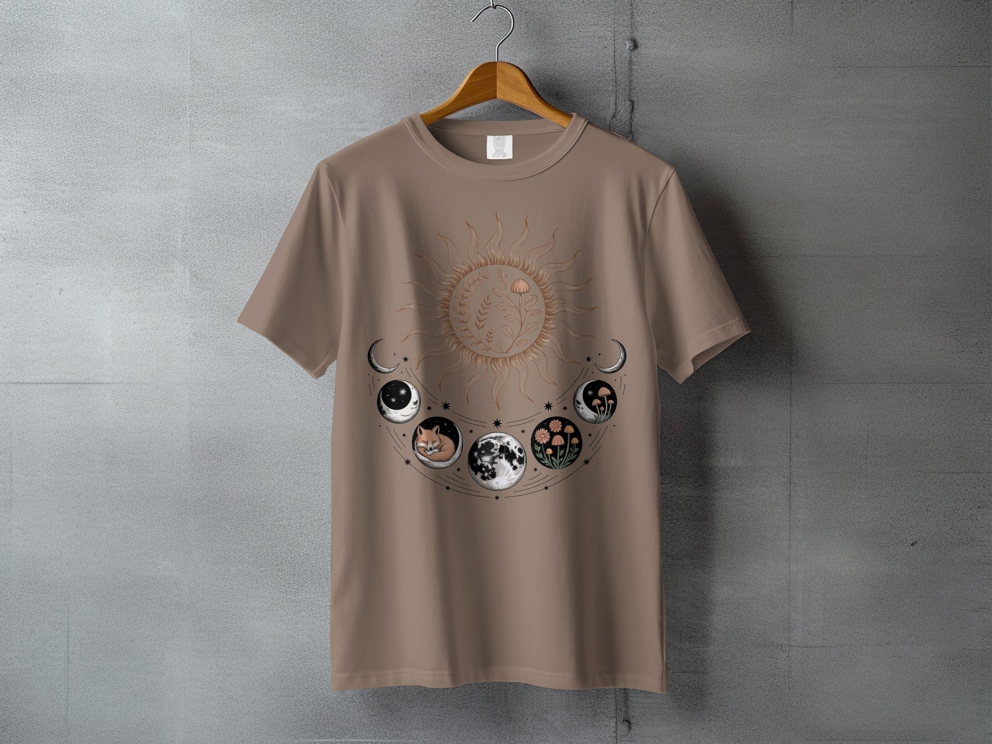 Celestial Sun Moon Phases Fox Mushroom Design product type