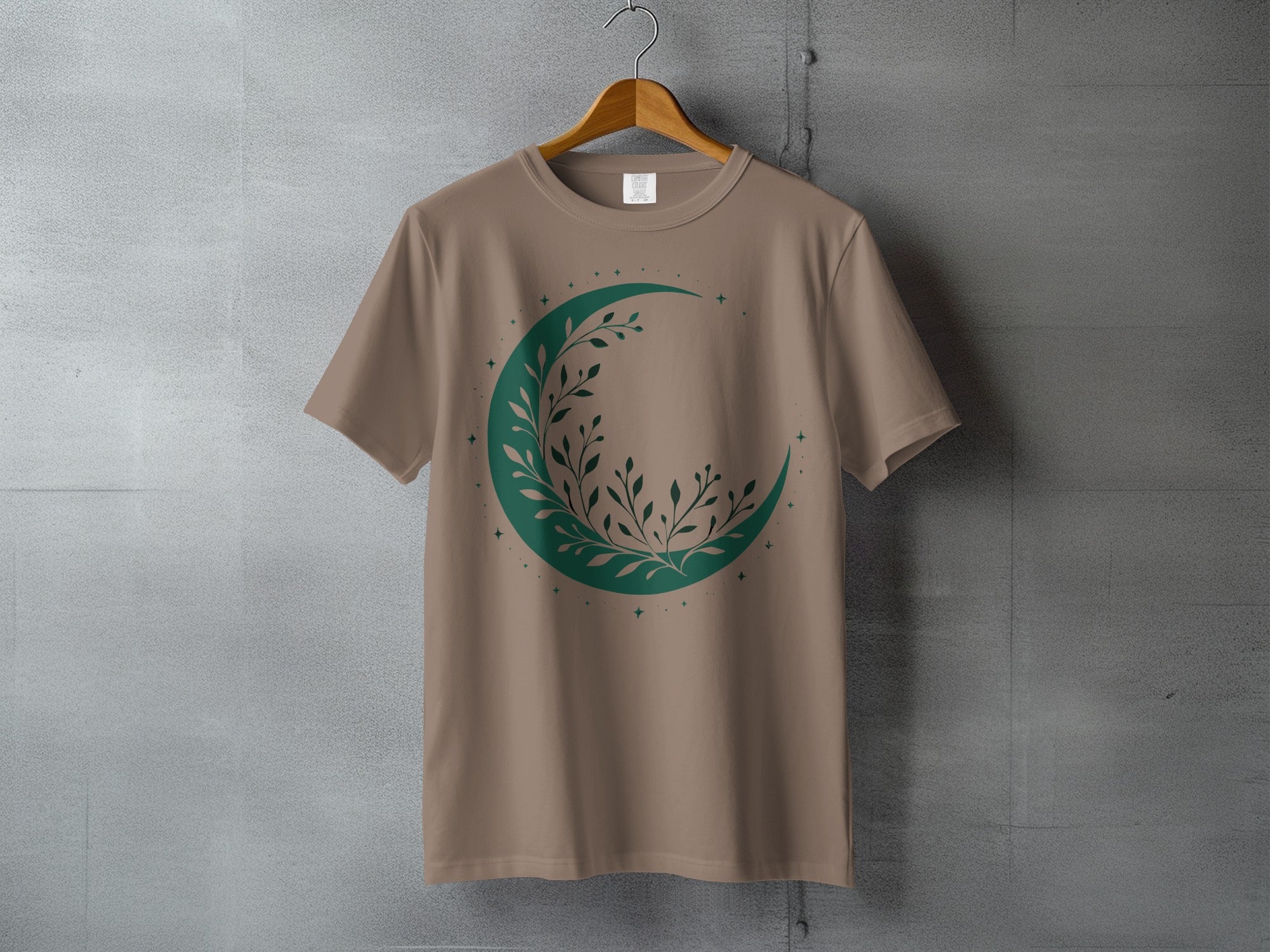 Green Leafy Crescent Moon Stars Design Taupe product type
Crescent Moon
Leafy Design
Botanical Art
Celestial Moon
Green Moon
Stars Sparkle
Nature Inspired
Moon Phases
Earthy Tone
Dark Green
Taupe Shirt
Boho Style
Lunar Graphic
Mystic Design
Woodland Theme
Foliage Print
Organic Motif
Spiritual Art
Moon Lover
Unique Design