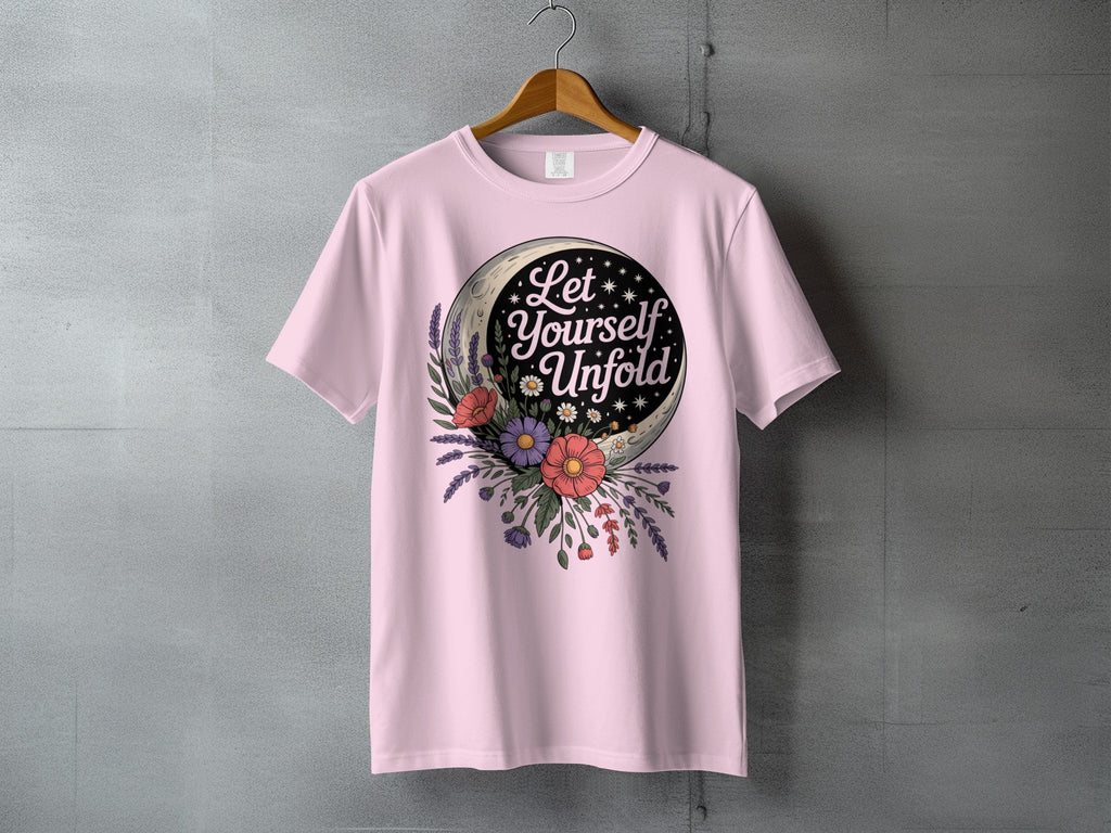 Let Yourself Unfold Moon Flowers T-shirt product type

Let Yourself Unfold
Moon design
Floral shirt
Botanical print
Inspirational tee
Positive vibes
Crescent moon
Flower graphic
Pink T-shirt
Boho style
Mystical apparel
Celestial design
Unique graphic
Artistic shirt
Nature inspired
Gift tee
Summer fashion
Spring clothing
Womens graphic
Apparel