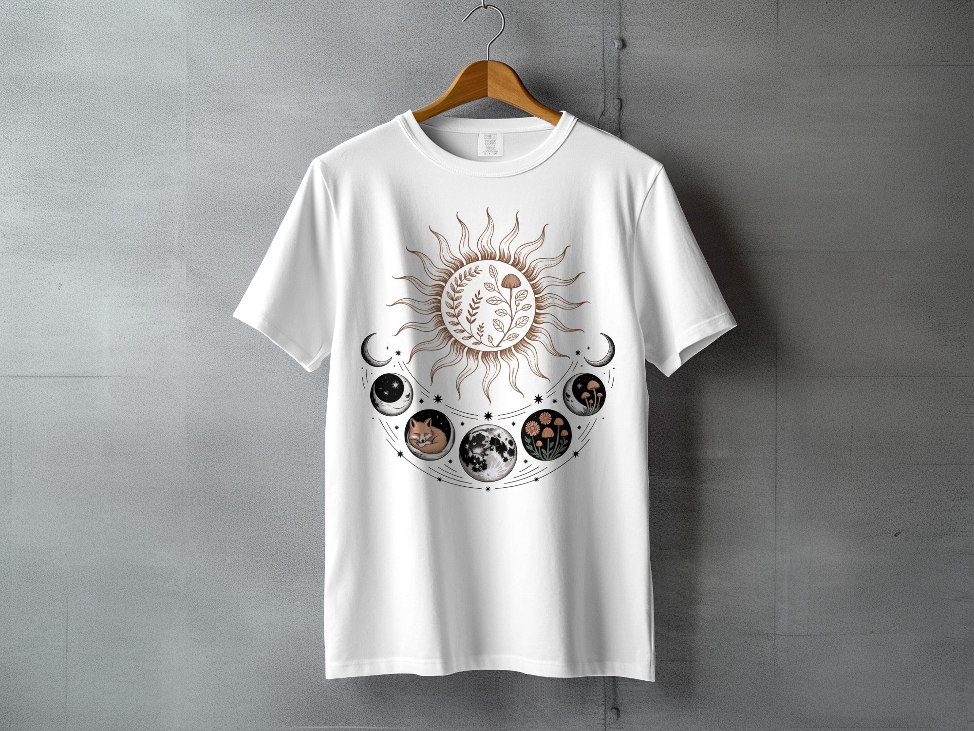 Celestial Sun Moon Fox Mushroom Floral Design product type