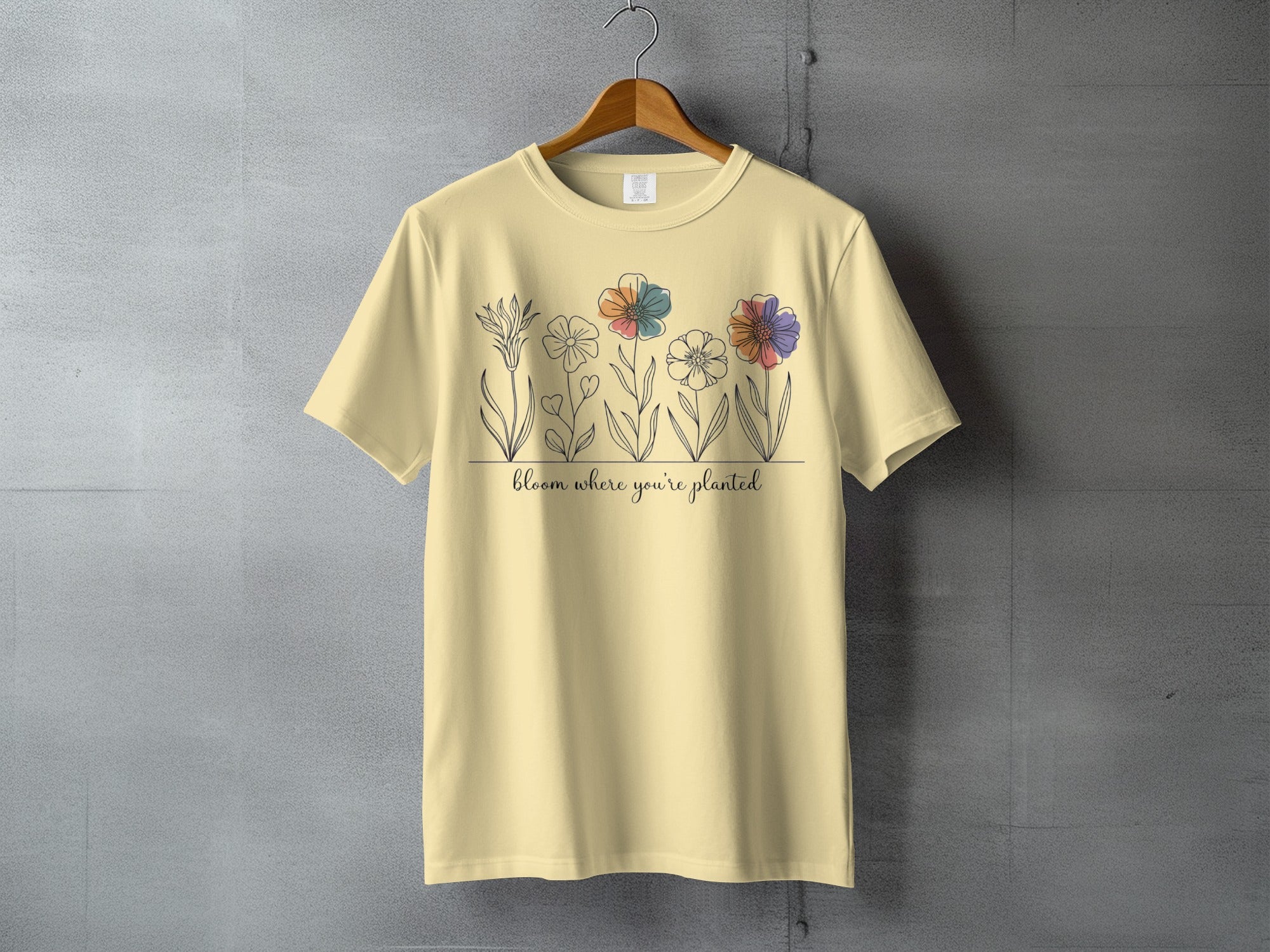 Cream Bloom Where You're Planted Floral Line Art product type