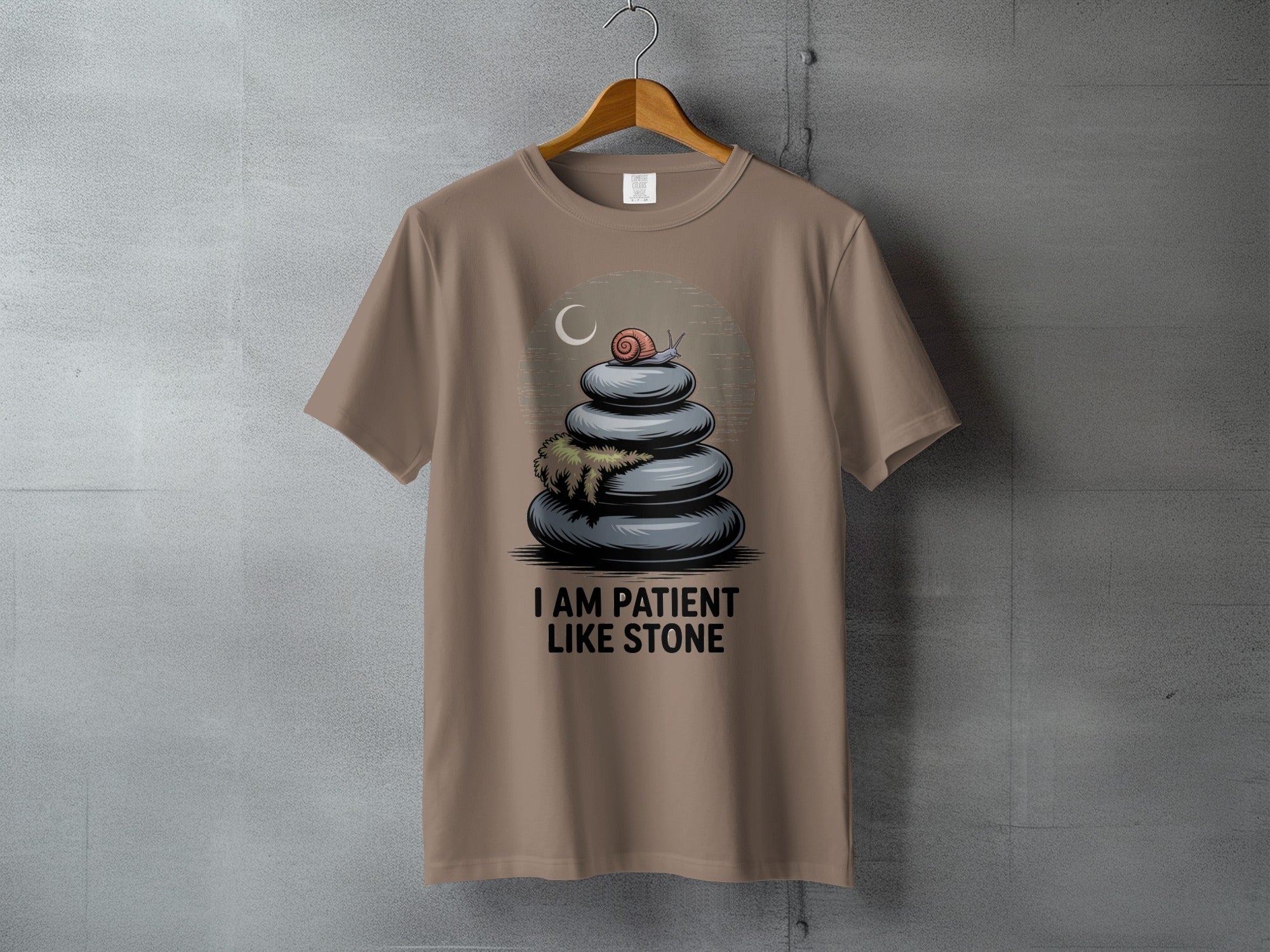 I AM PATIENT LIKE STONE Snail Zen Stacked Rocks T-shirt